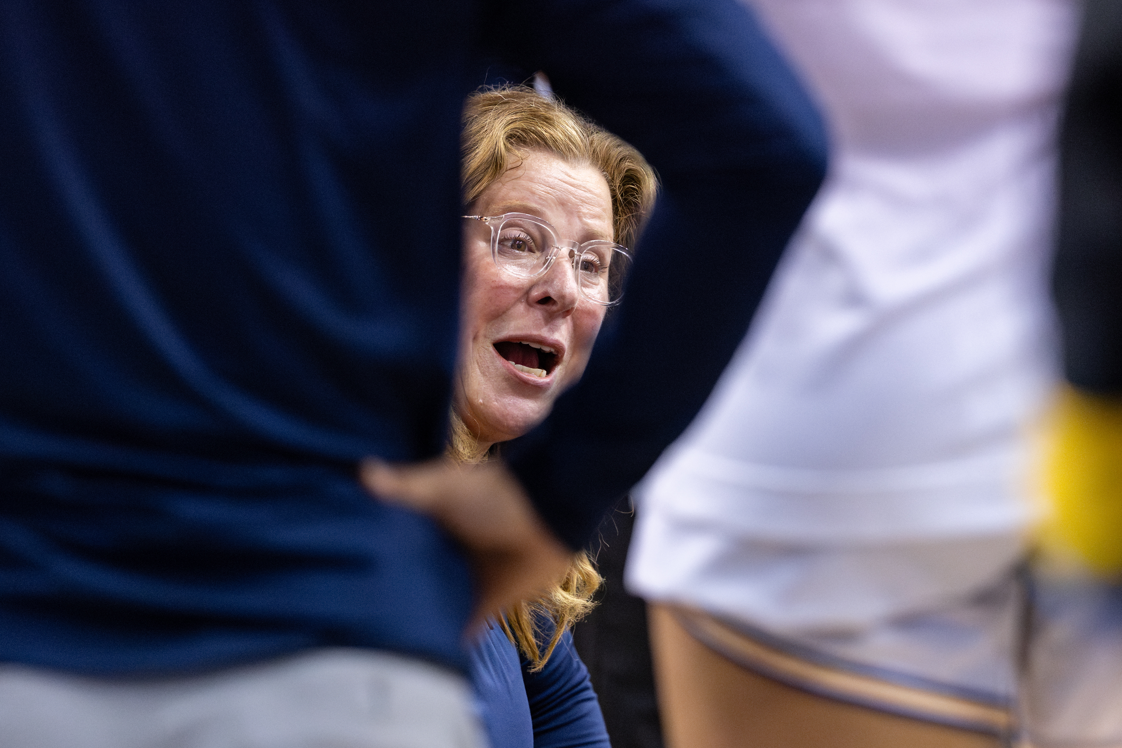 UCLA Women's Basketball head coach Cori Close talks to her team during an NCAA basketball game at Pauley Pavilion in Los Angeles, CA