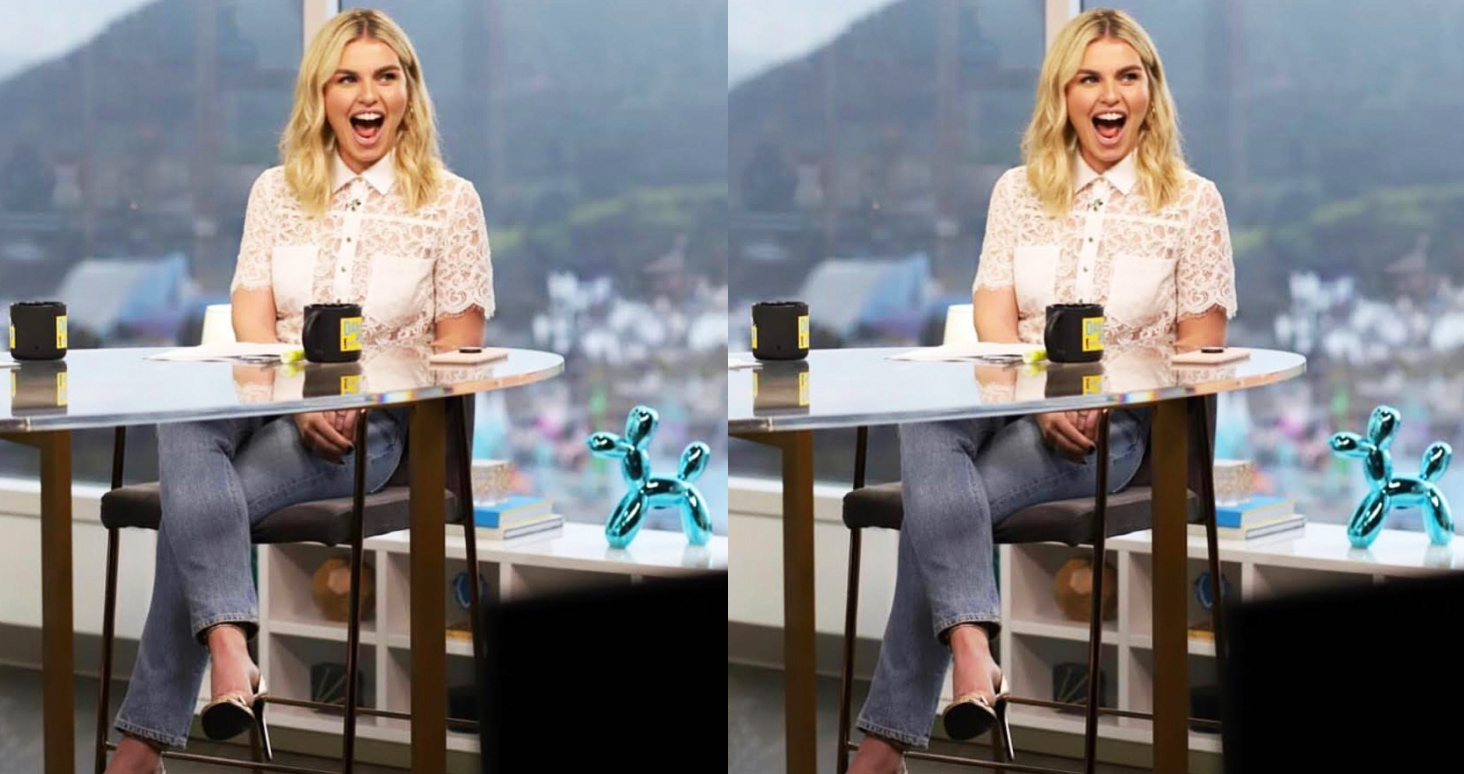 Tanya Rad wearing Unsupervised Los Angeles Klueless Lace Crop top to host Daily Pop on E!- Photographed in Los Angeles, March 2019
