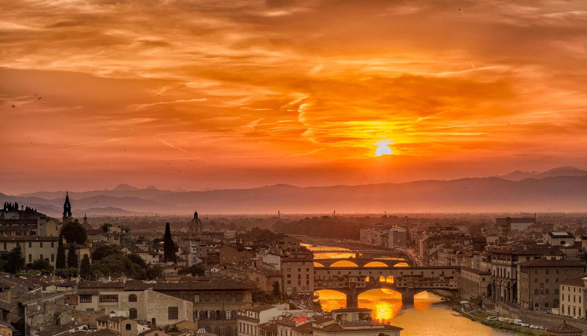 Sunset in Florence. From Piazzale Michelangelo.  