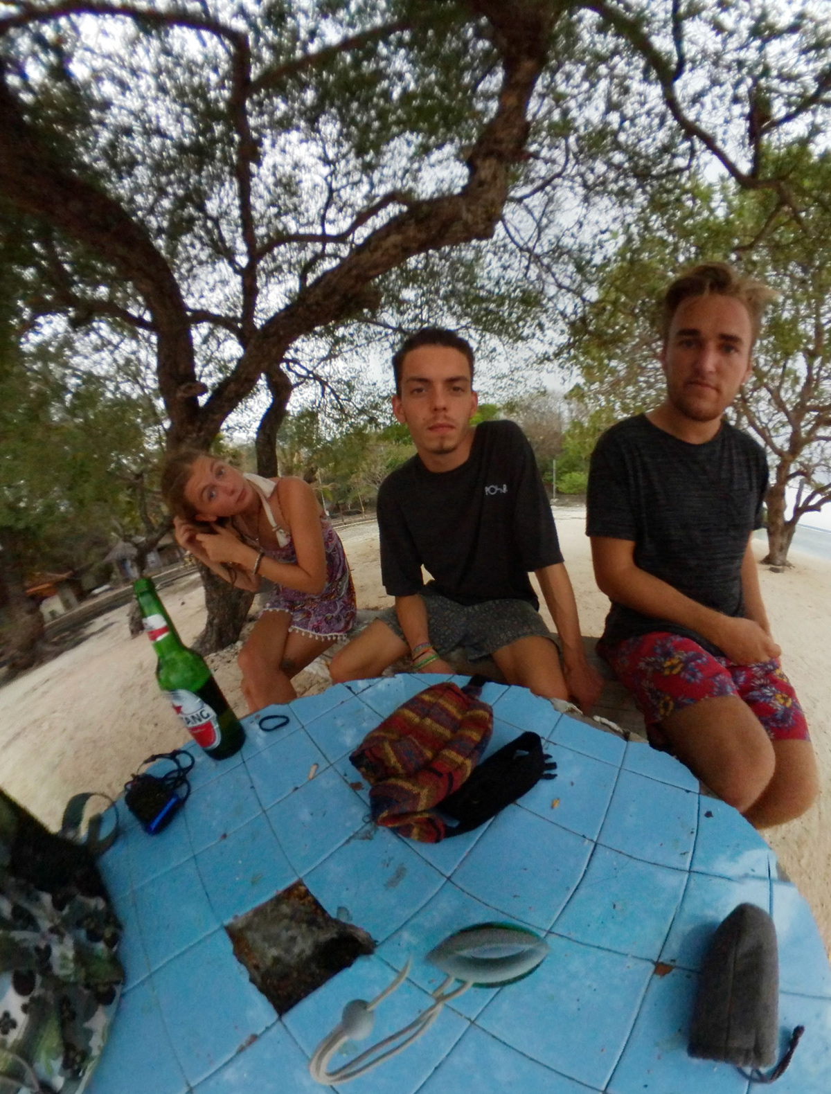 Sitting around after the first eruption.