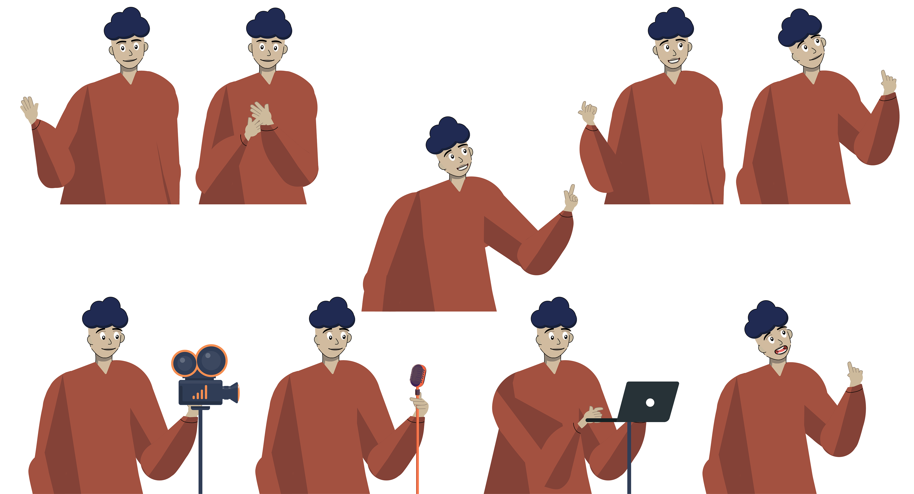 Close up on Character design for mobile app to guide the user experience throughout the UI.
