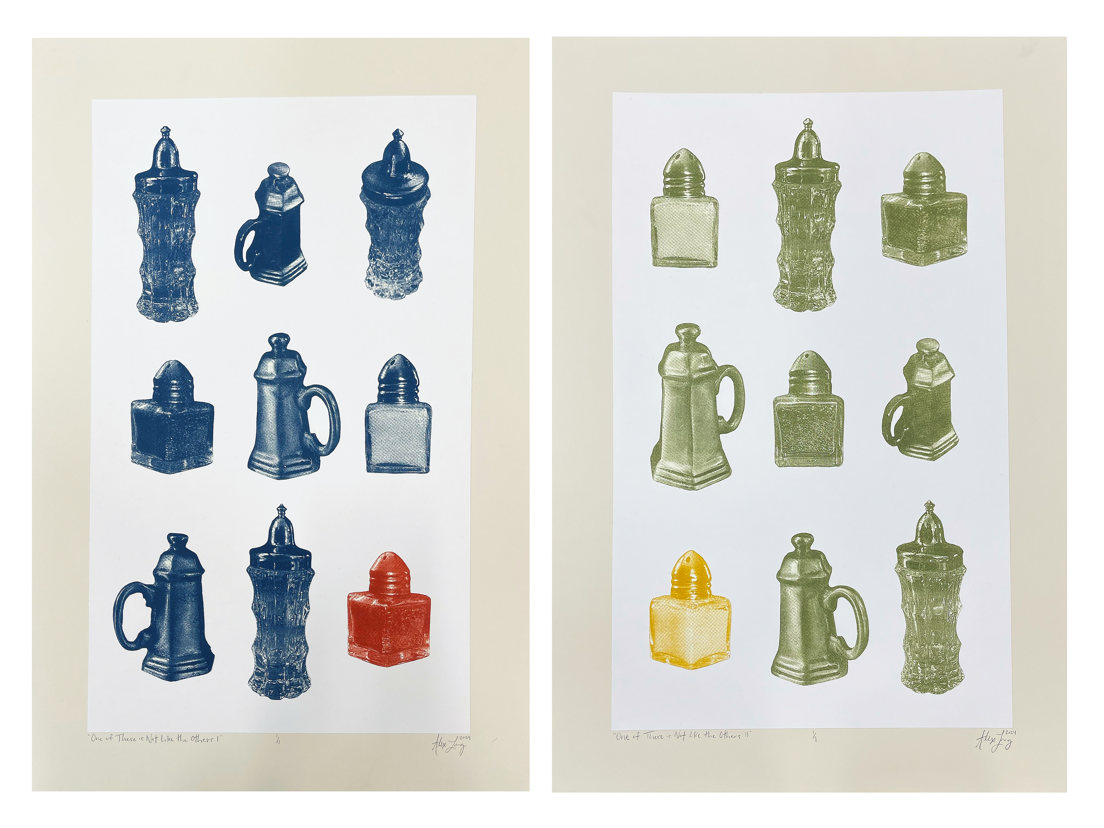 "One of These is Not Like the Others" diptych (photolithograph)