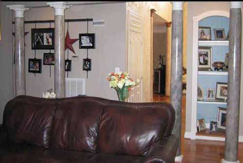 grey painted columns