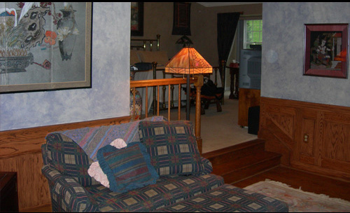 Oak with Blue glaze wall