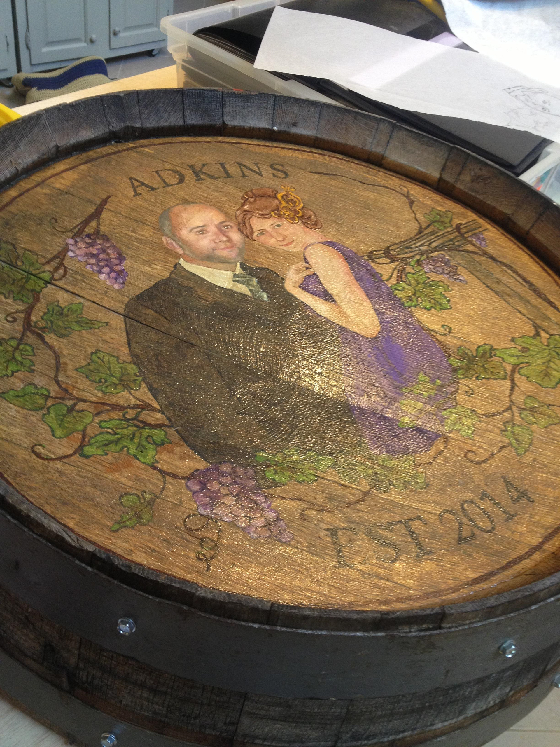 Portrait on Wine Barrel