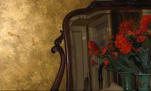 Gold Leaf Wall with Ashaltum Glaze