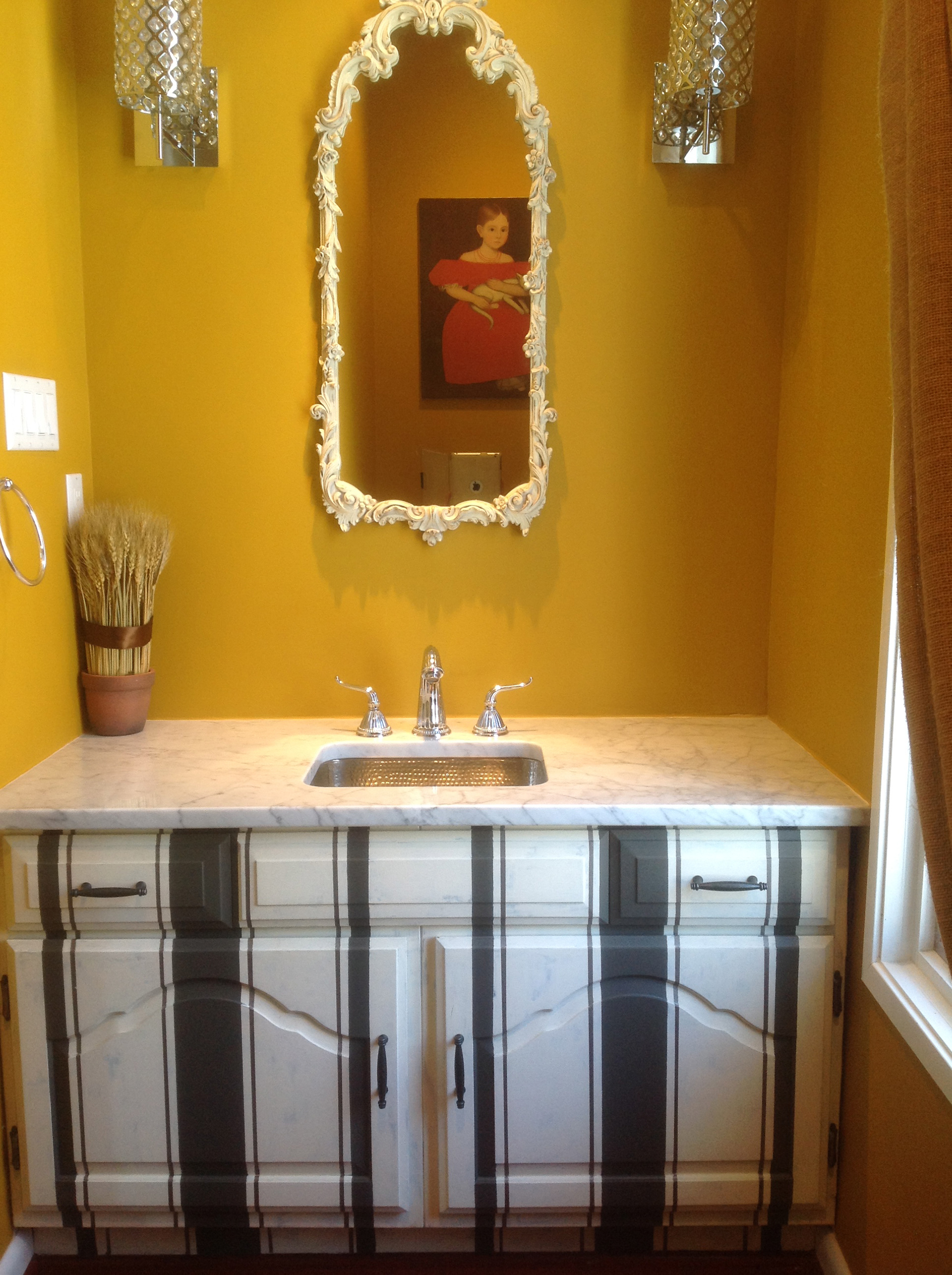 Striped bathroom cabinet