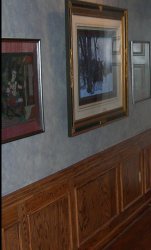 Oak with blue glaze wall