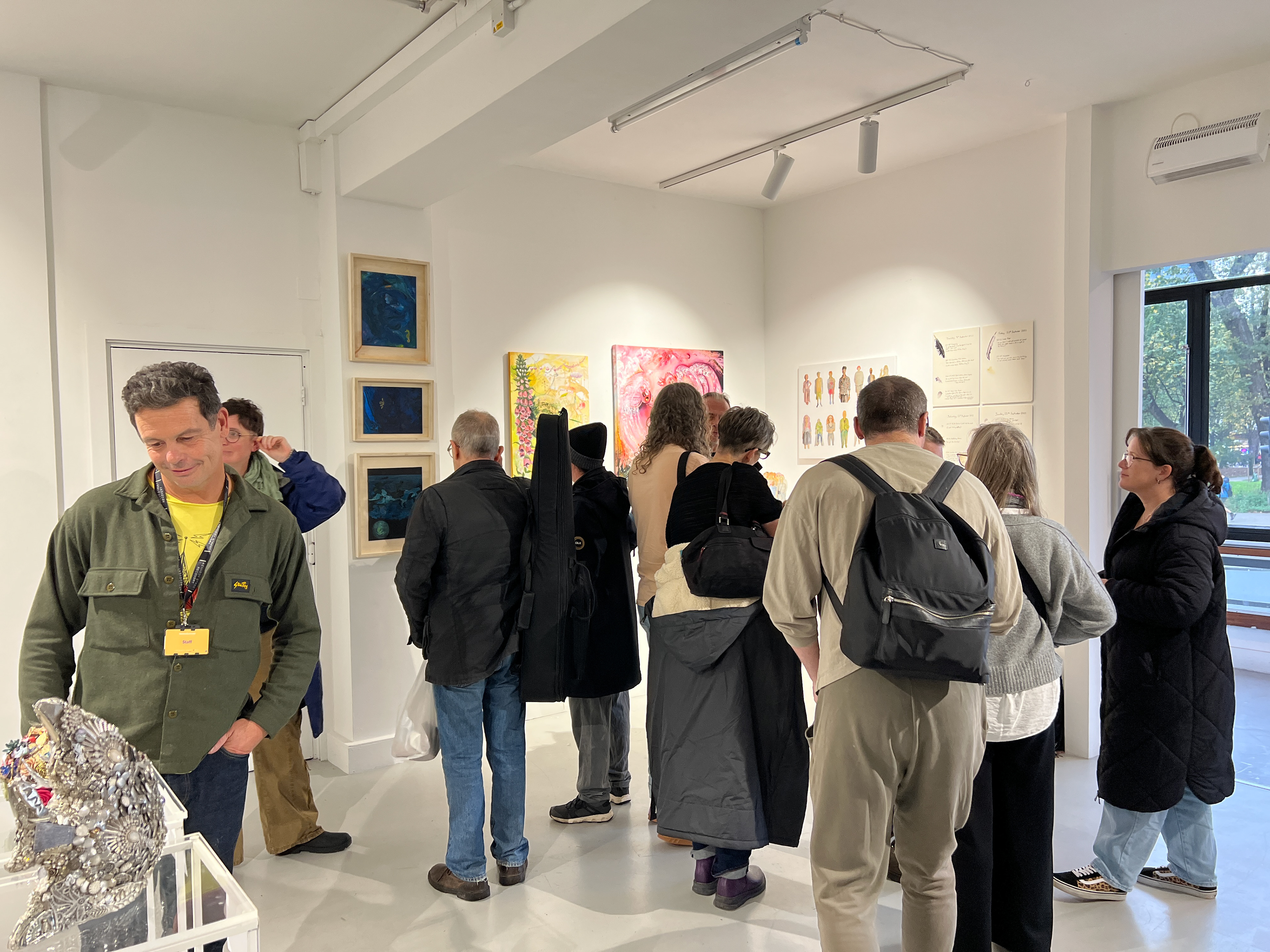  Visitors viewing artwork during the Clear Canvas Vol. 1 Exhibition | Phoenix Art Space, Brighton