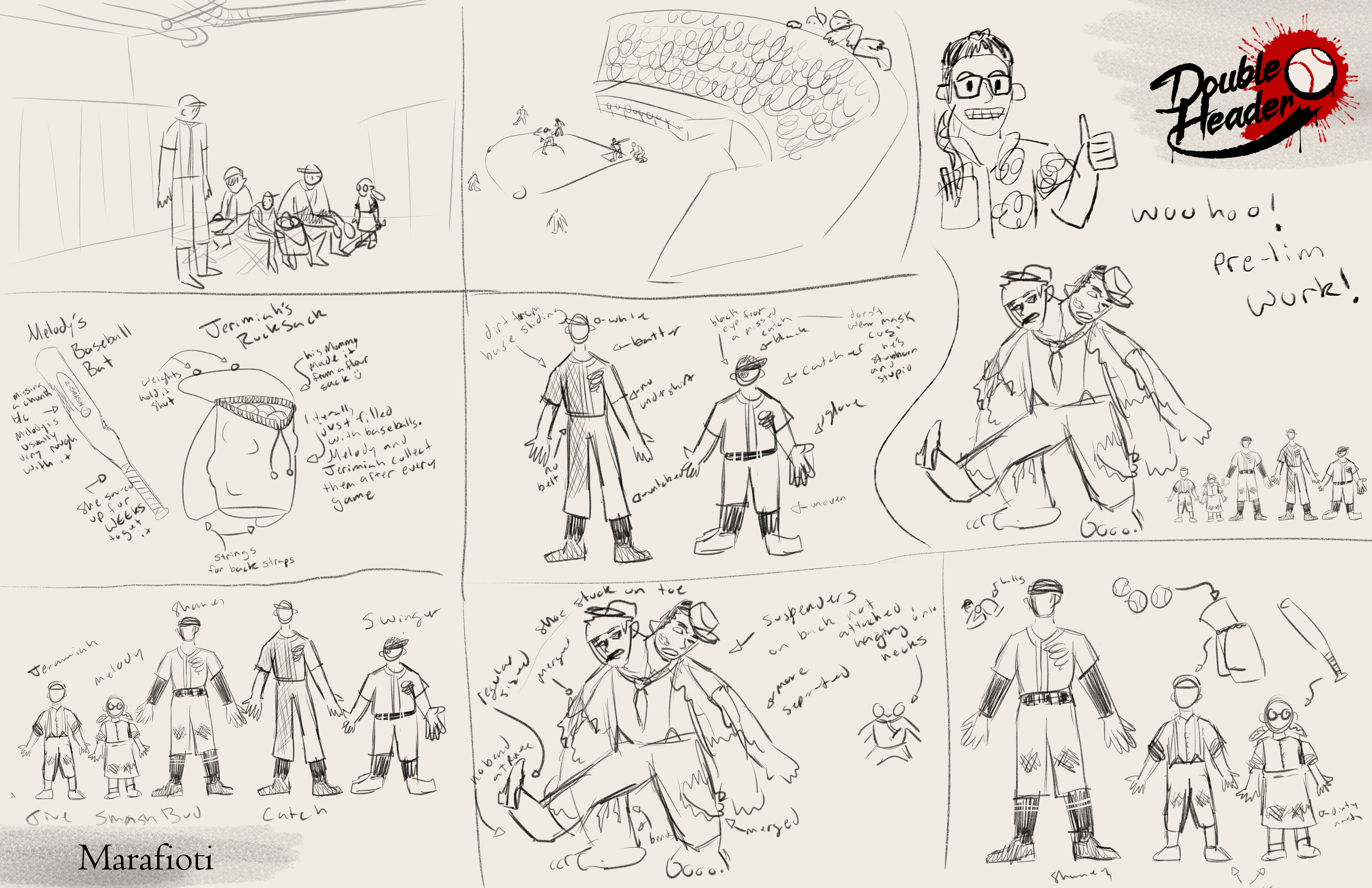Preliminary work on layouts and character sheets