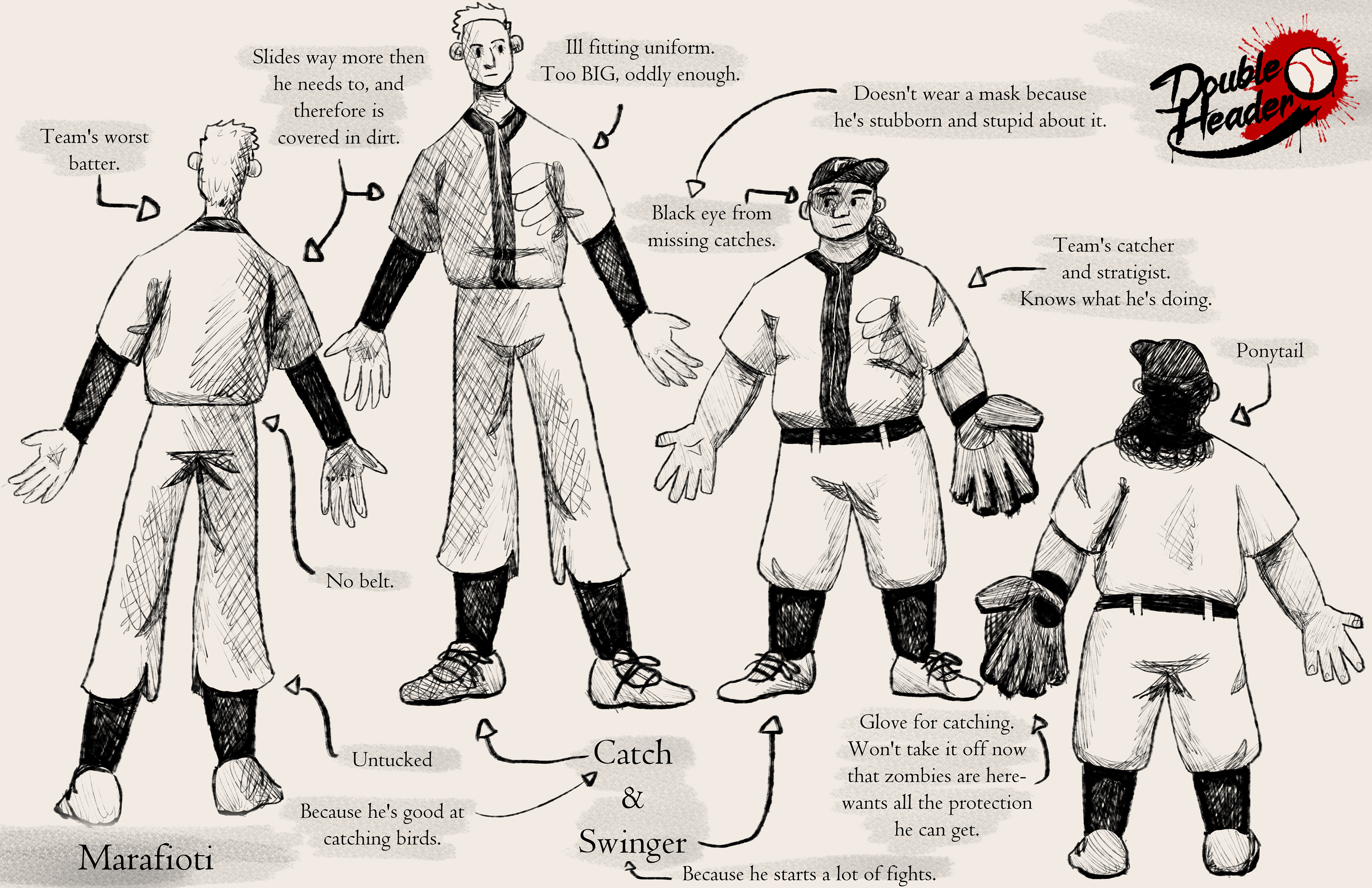 Character sheet of the comic relief characters.
