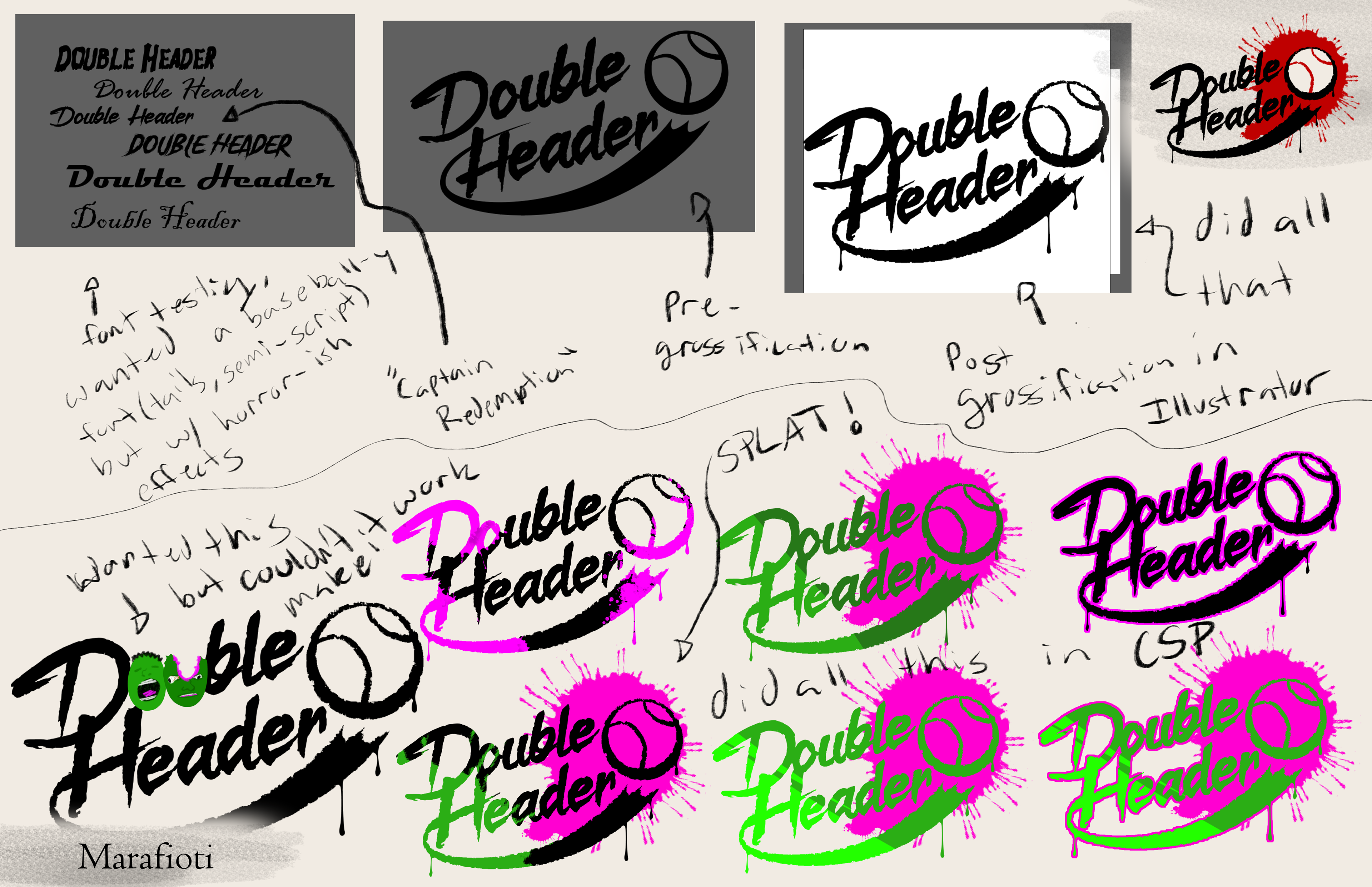 Preliminary work of the logo.