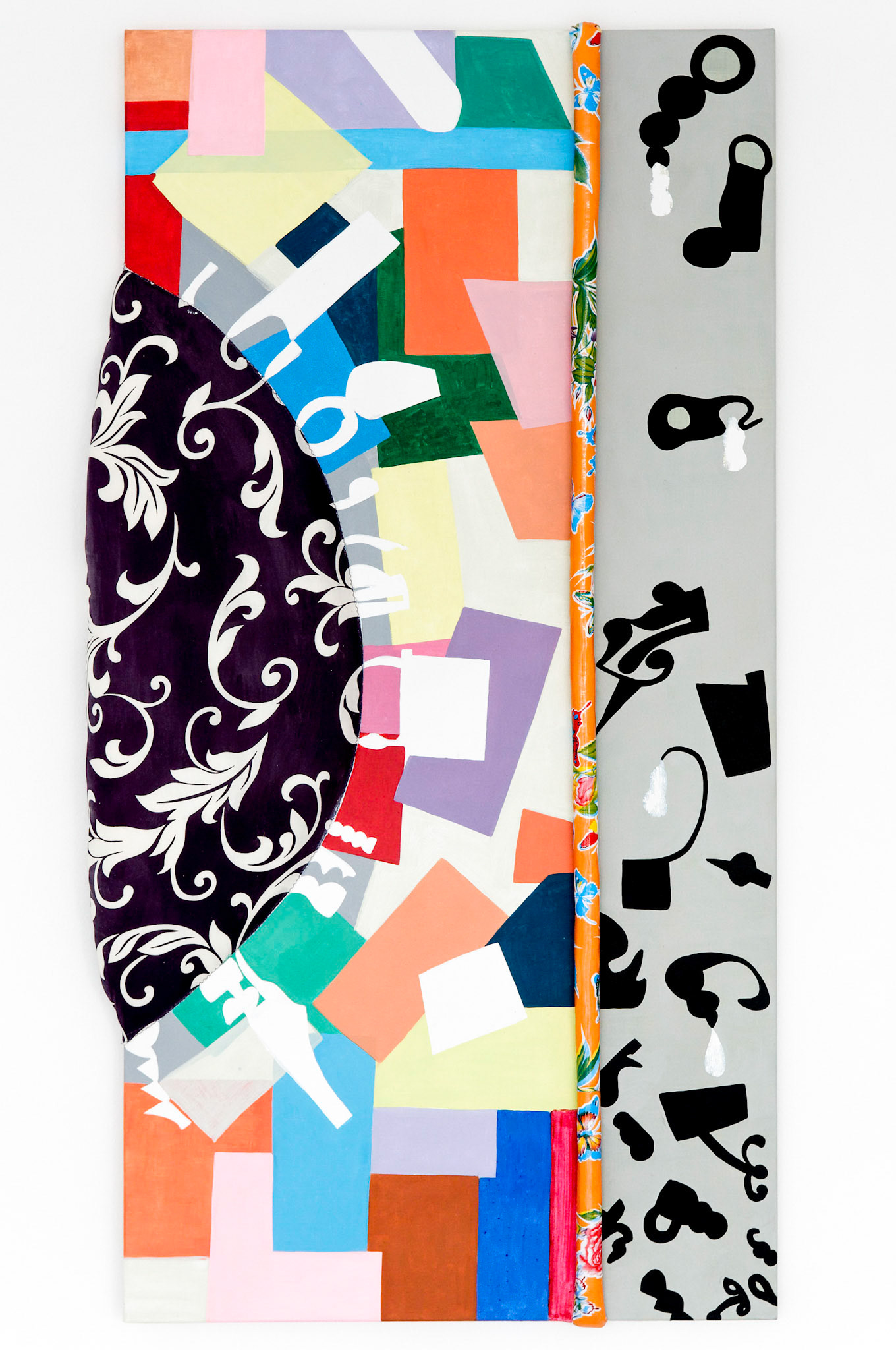 Mexico barroco, 2011, acrylique sur toile, textile, 120 x 60 x 10 cm