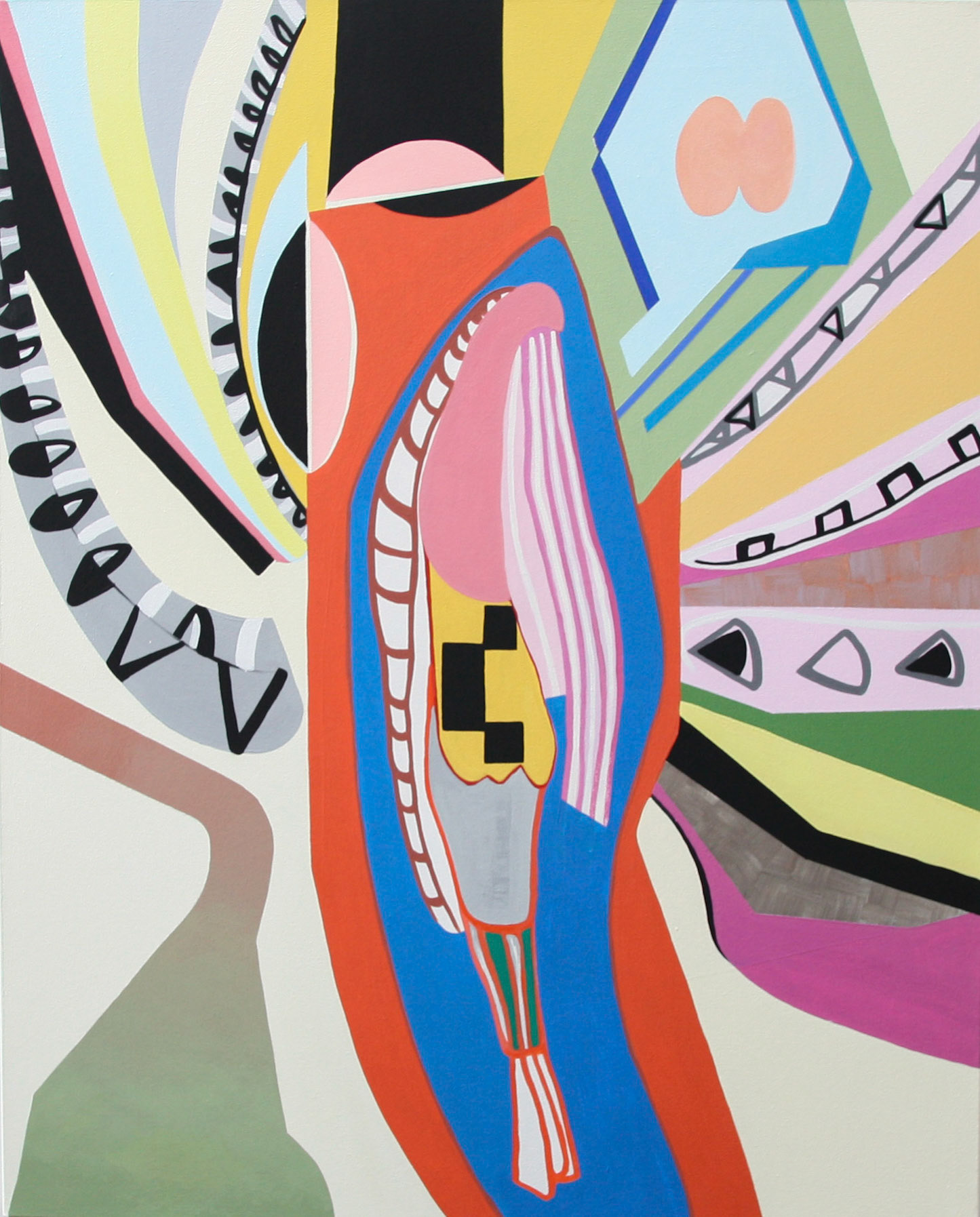 Les Oiseaux déguisés n°8, acrylique sur toile, 120 x 60 cm