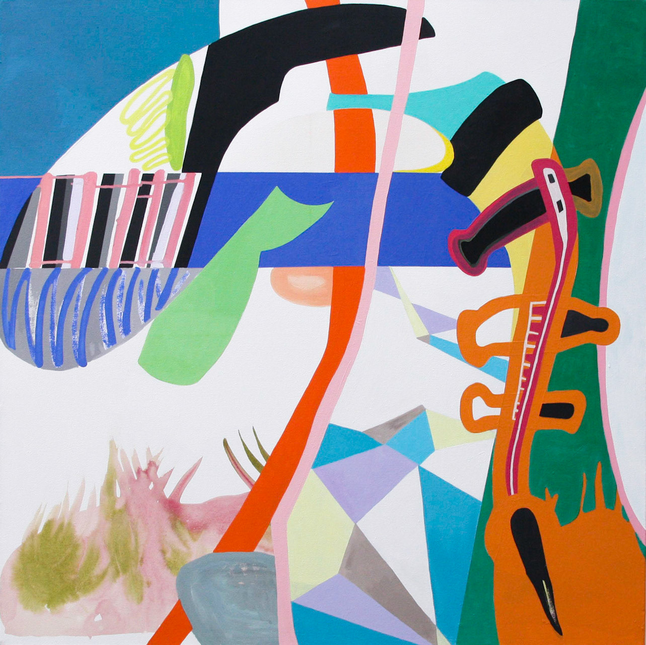 Les Oiseaux déguisés n°5, 2018, acrylique sur toile, 100 x 100 cm 