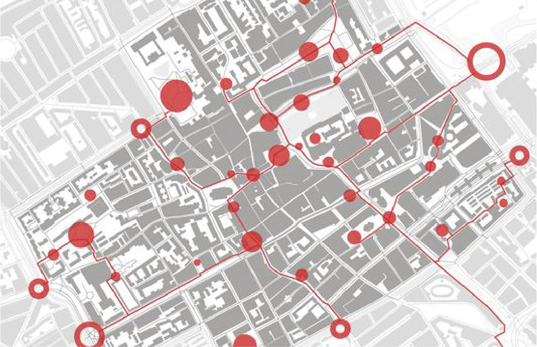 Spots on the map, itinerary