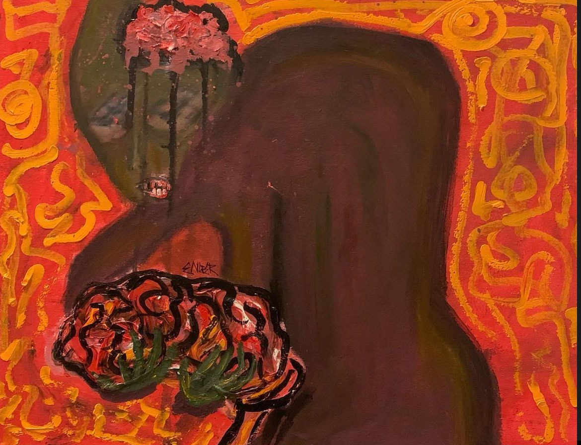 "Perdiendo la mente leyendo la tuya" 24x32 Oil on Canvas