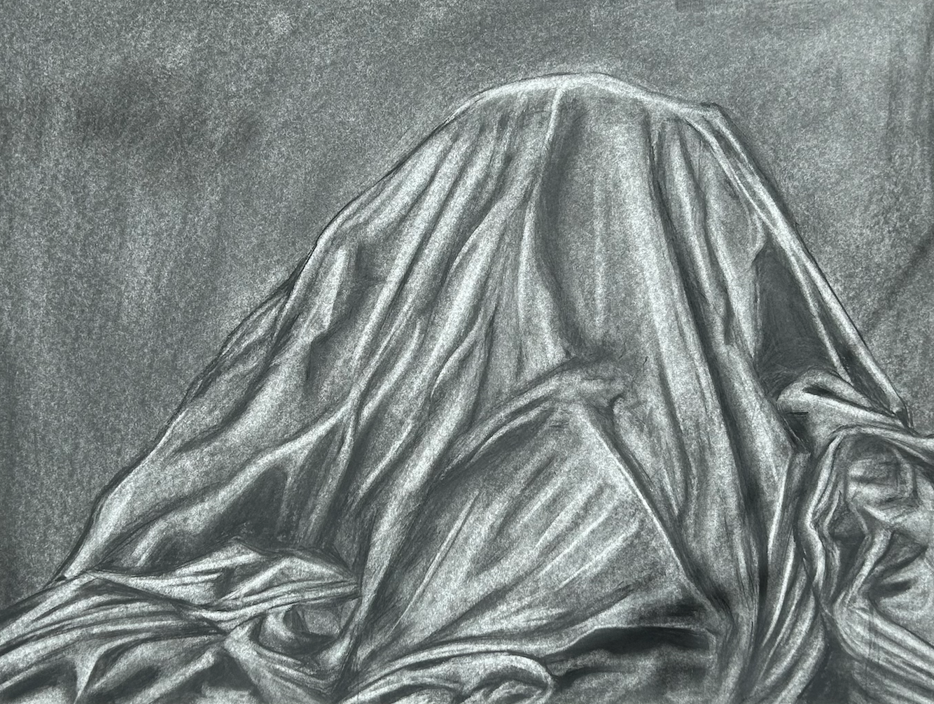 "Still Life Fold Study" 24x32 Charcoal on Paper