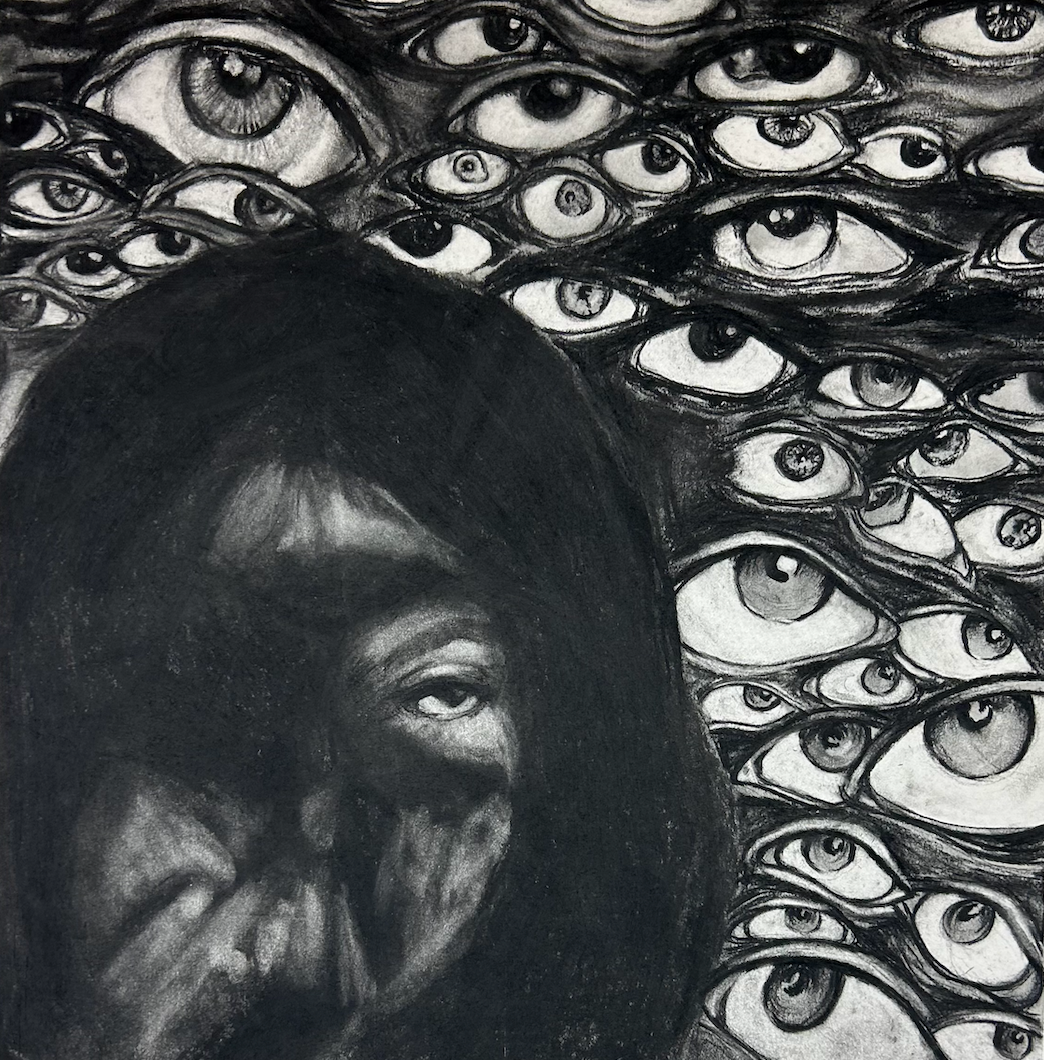 "Self-Portrait" 12x12 Charcoal on Paper