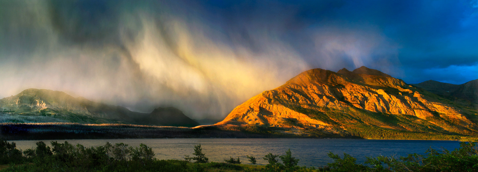 24 August 2012: Snow Squall over Red Eagle Mountain in Glacier National Park, MT