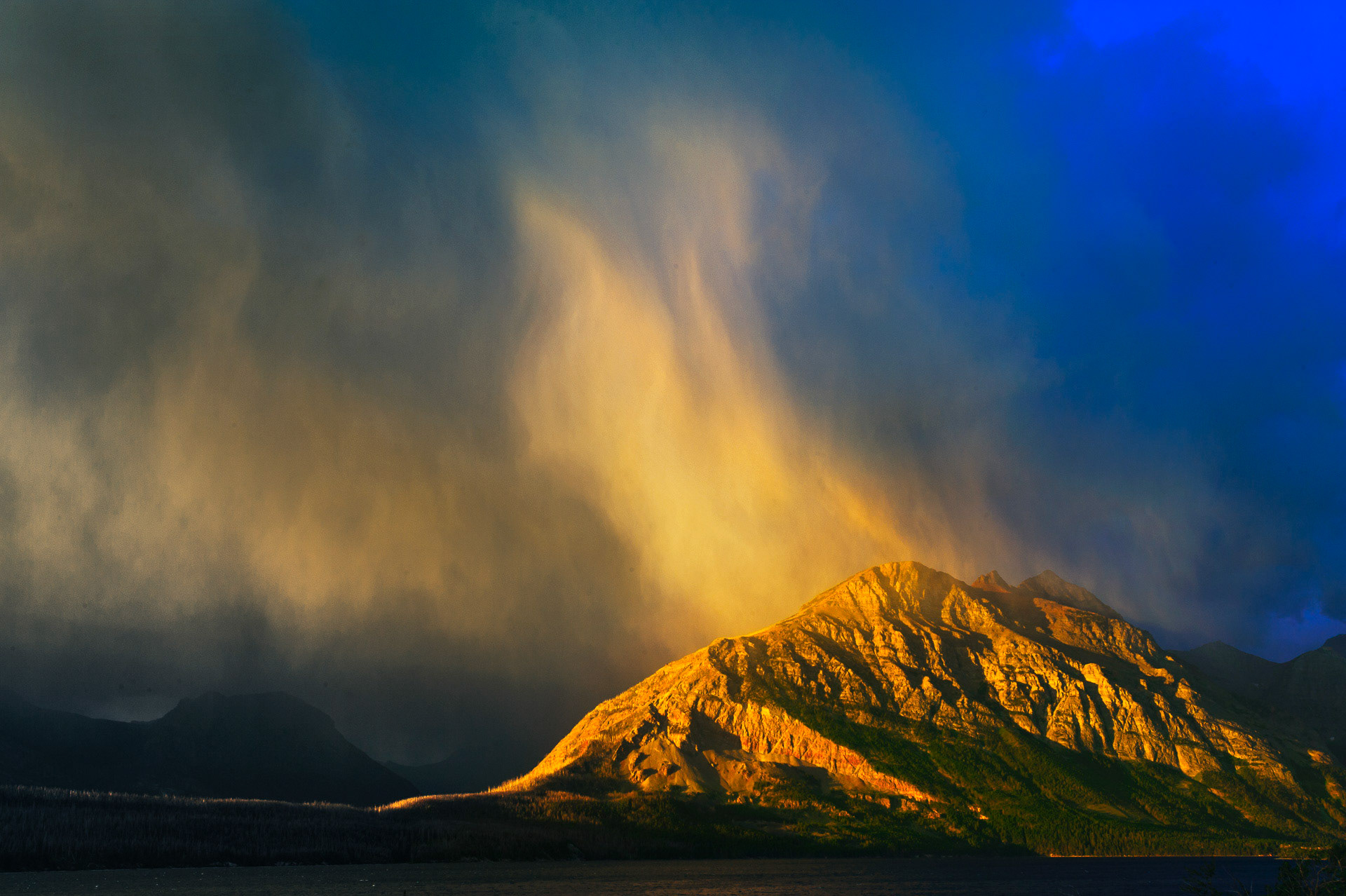 24 August 2012: Snow Squall over Red Eagle Mountain in Glacier National Park, MT