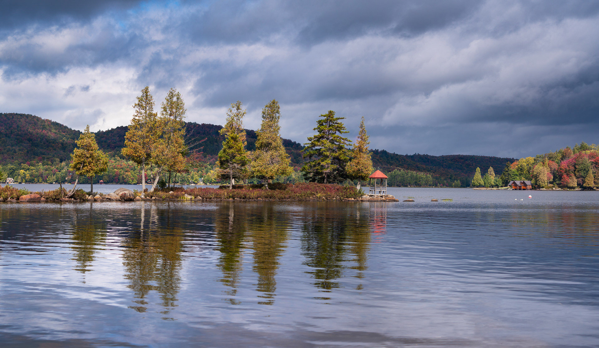 29 September 2018: Gazebo at the Covewood Lodge in the Adirondack Mountains, NY.