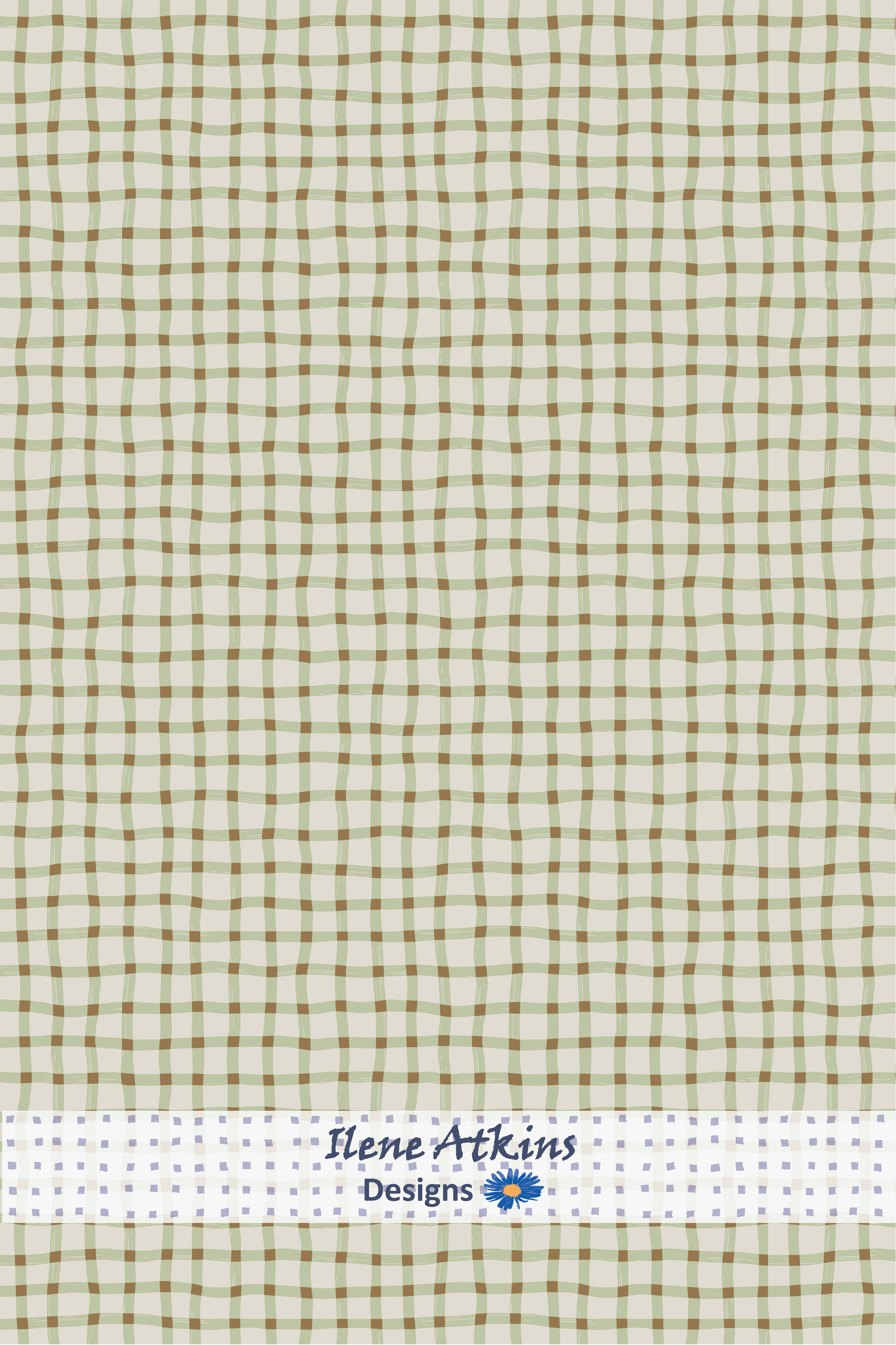 forest walk pattern in the sage woodland collection by Ilene Atkins Designs, features a hand drawn sage green plaid on a soft sage green background. Soft, cozy, boho,  vintage sanctuary,  nature inspired textile design.