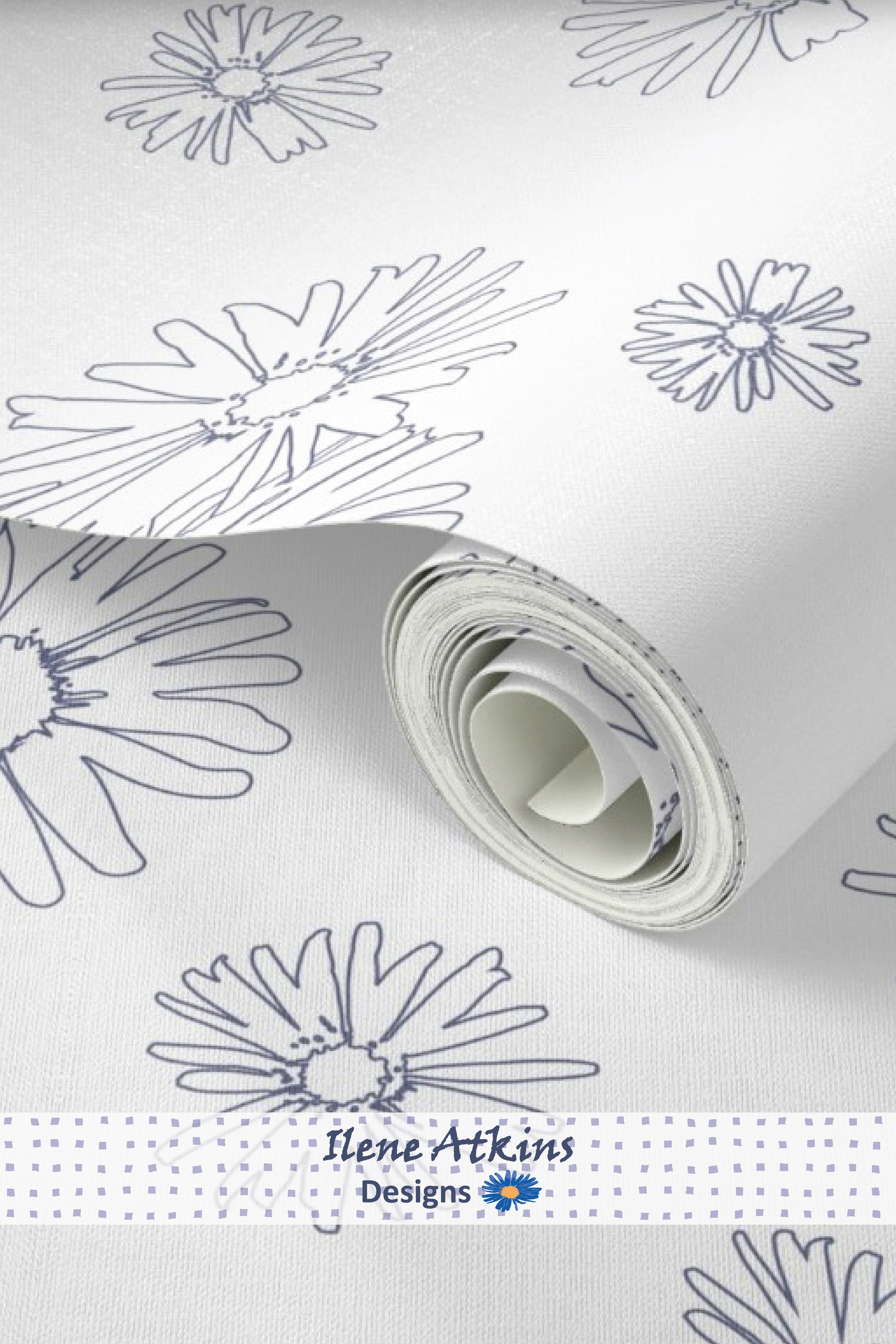 AsterLite Wallpaper Sample | Ilene Atkins Designs | Monarch Migration Collection