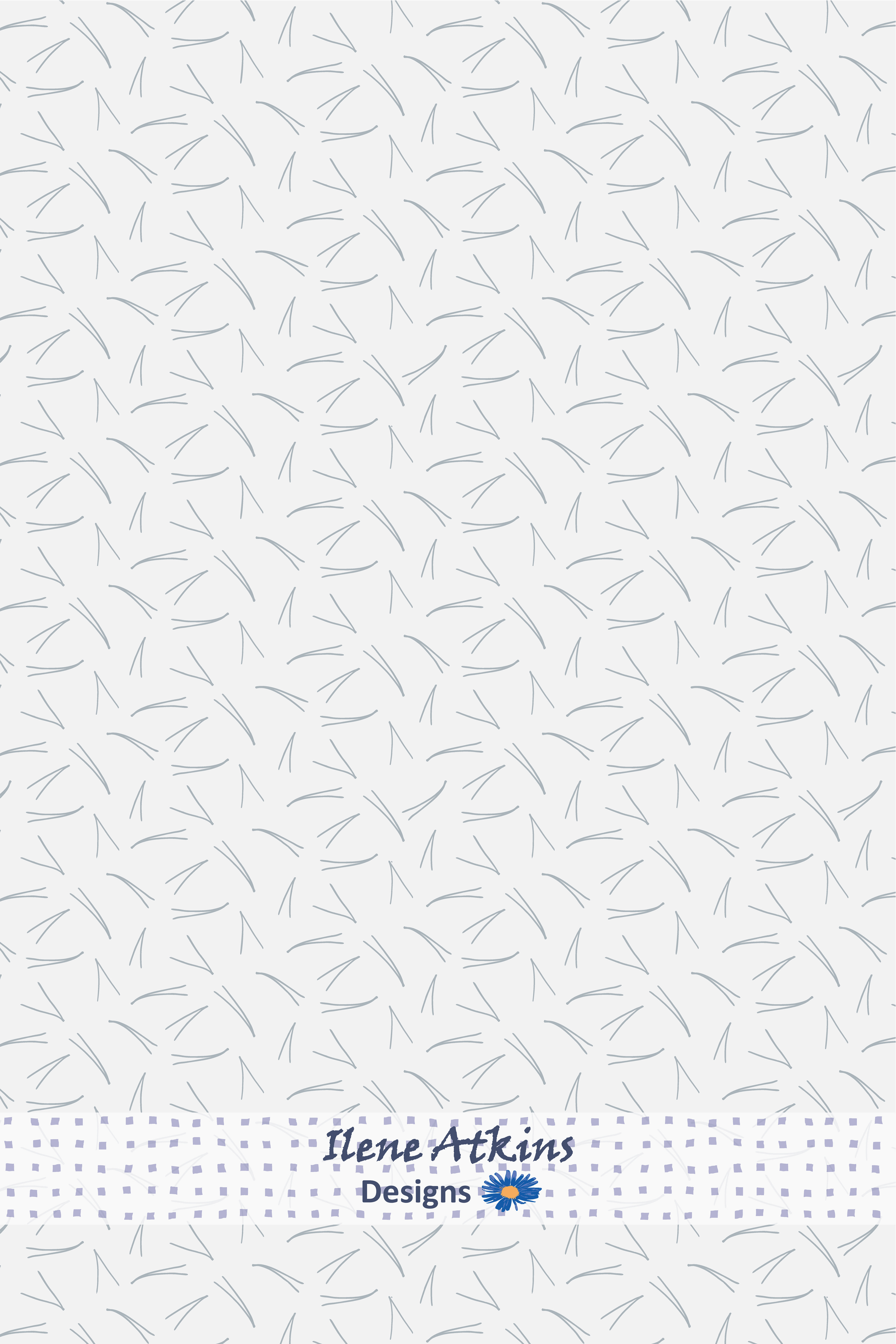Pines in the Snow Pattern in the Winter Woodland Collection by Ilene Atkins Designs, featuring a pine needle print in grey on a soft grey background  in a seamless repeating pattern