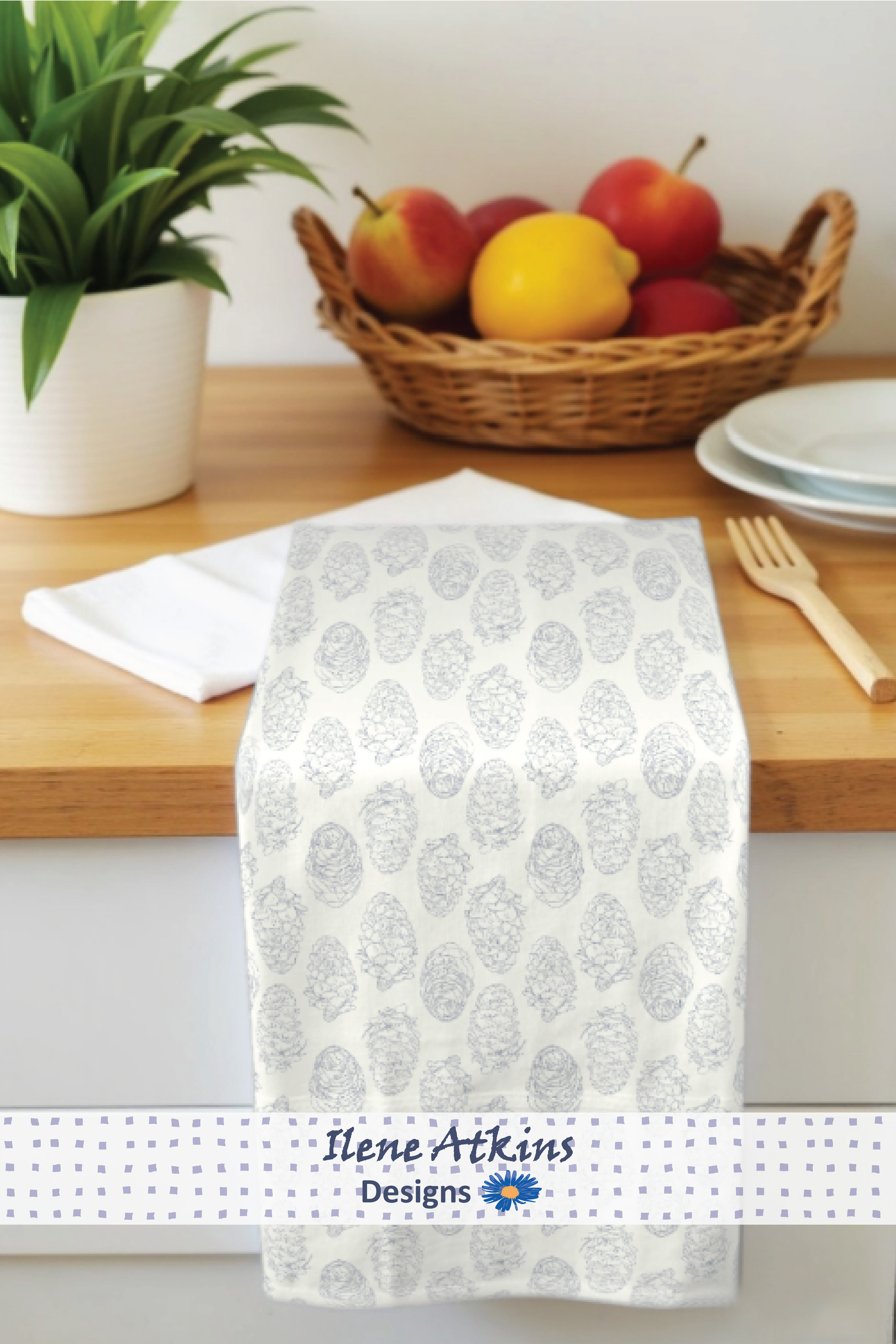Pine Cones Teatowel | Ilene Atkins Designs
