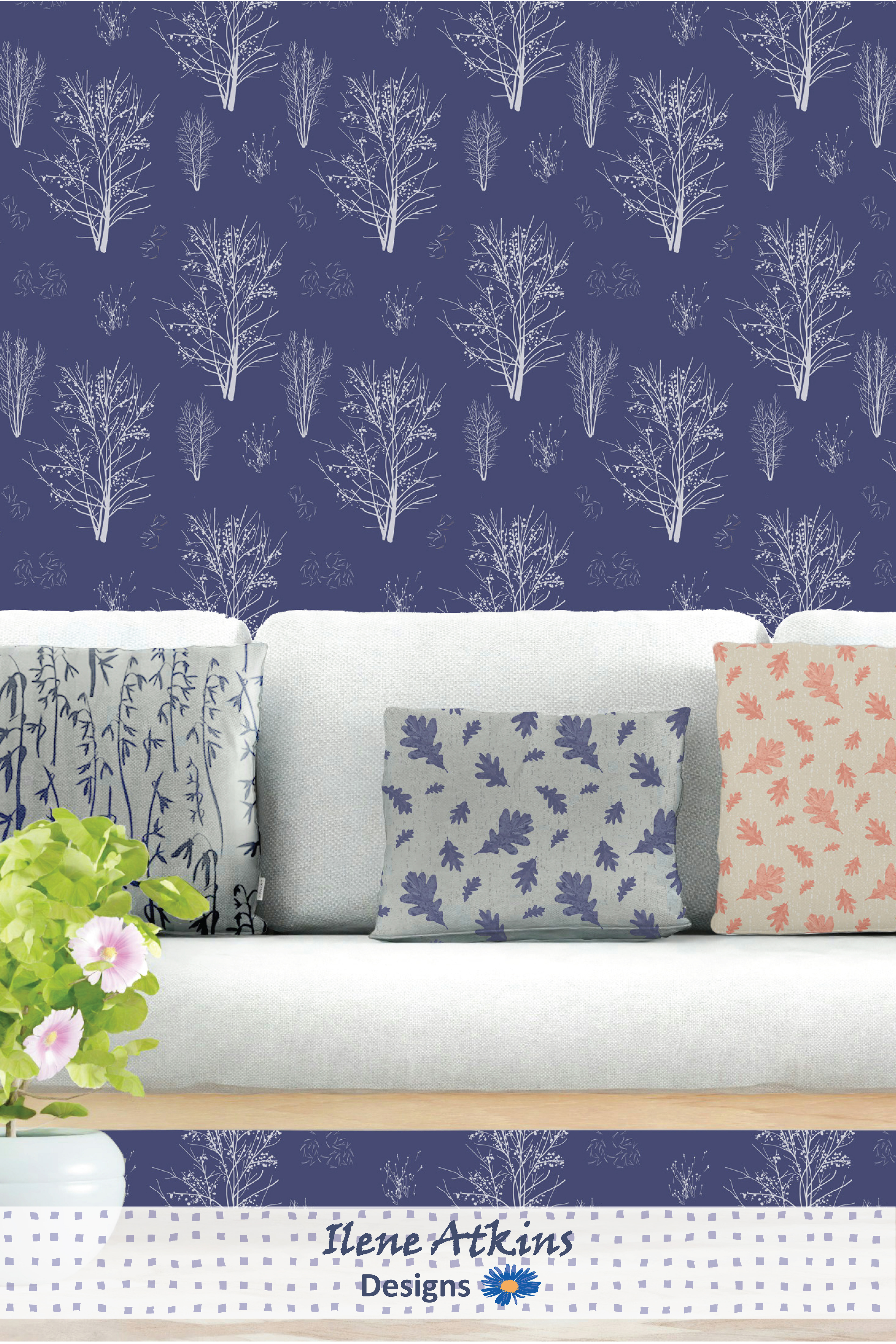 Moonlight Walk Wallpaper | Winter Woodland Collection | Ilene Atkins Designs 