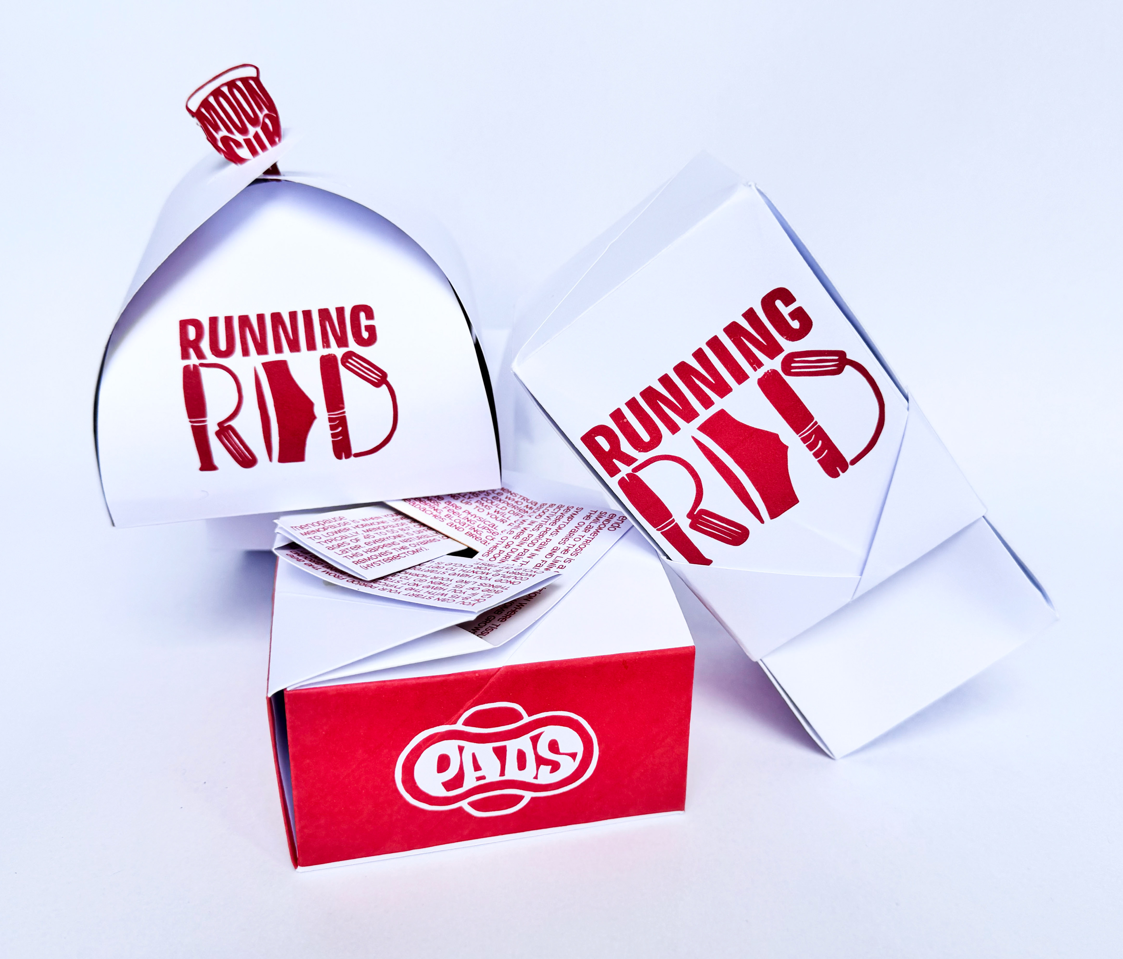 Moon Cup, Pad and Tampon Packaging