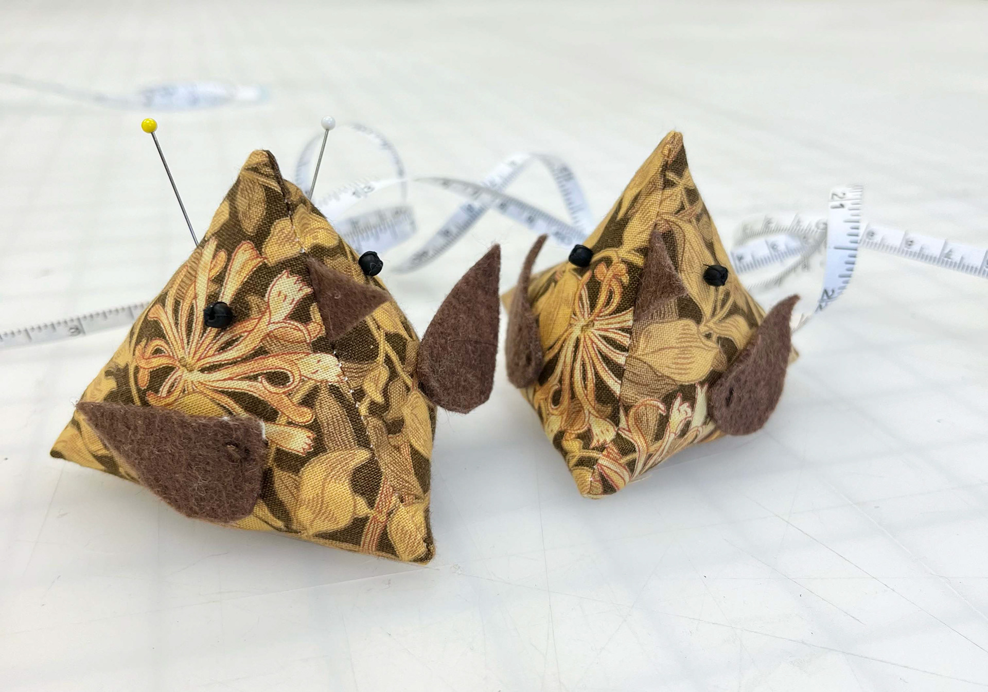 Bird pin cushions in Brown Botanical