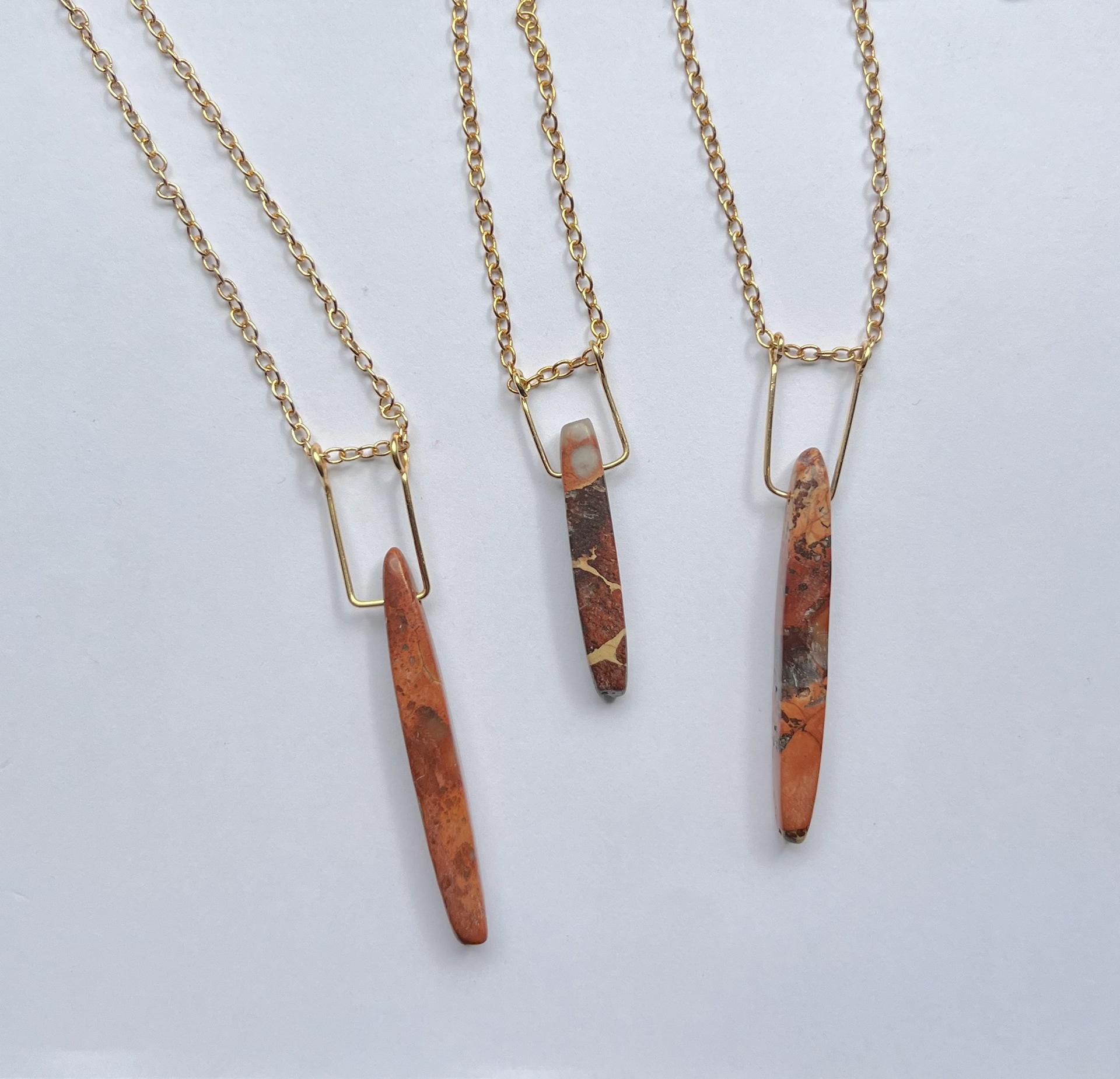 Simple gem necklace - jasper and gold