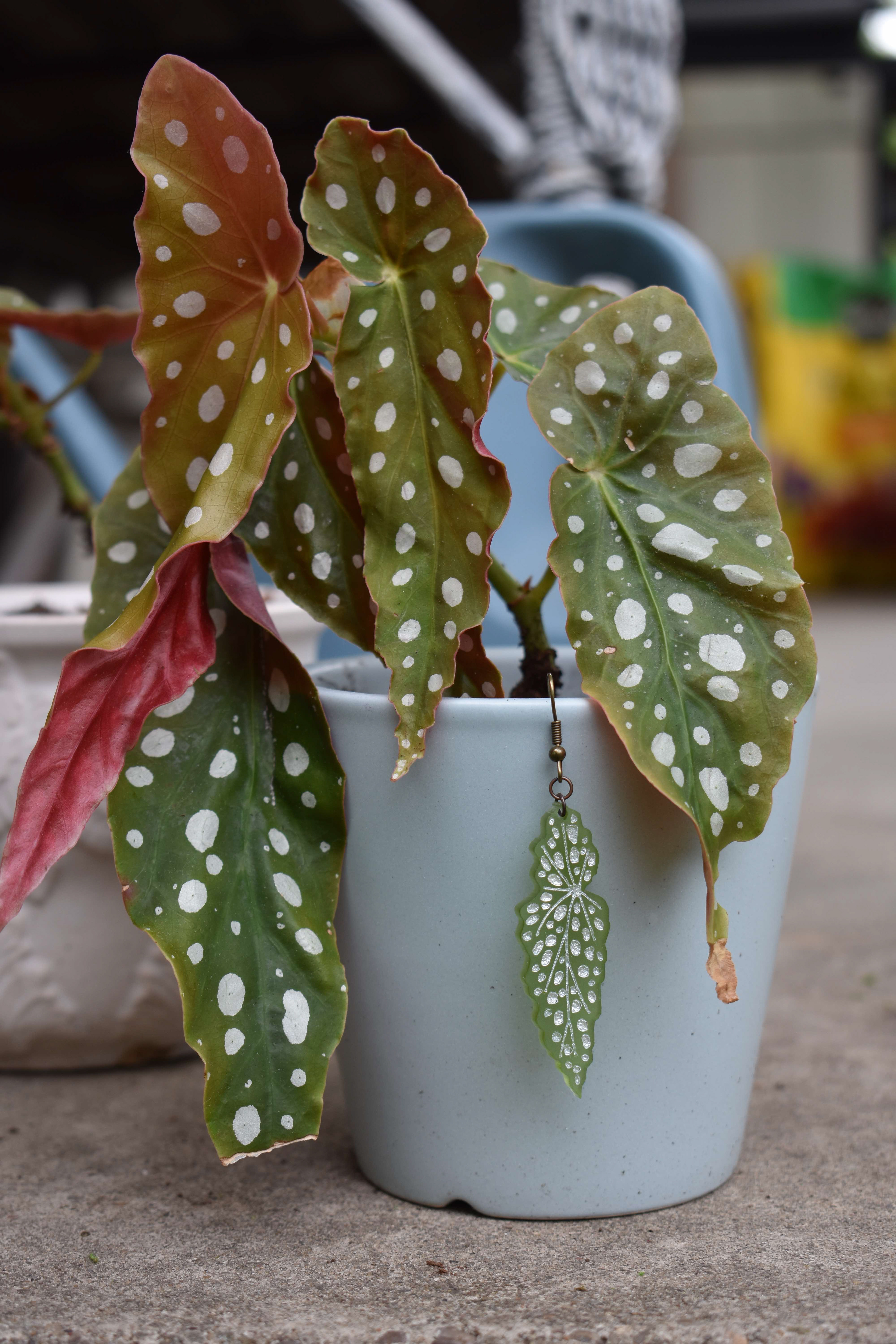 Single earring with plant