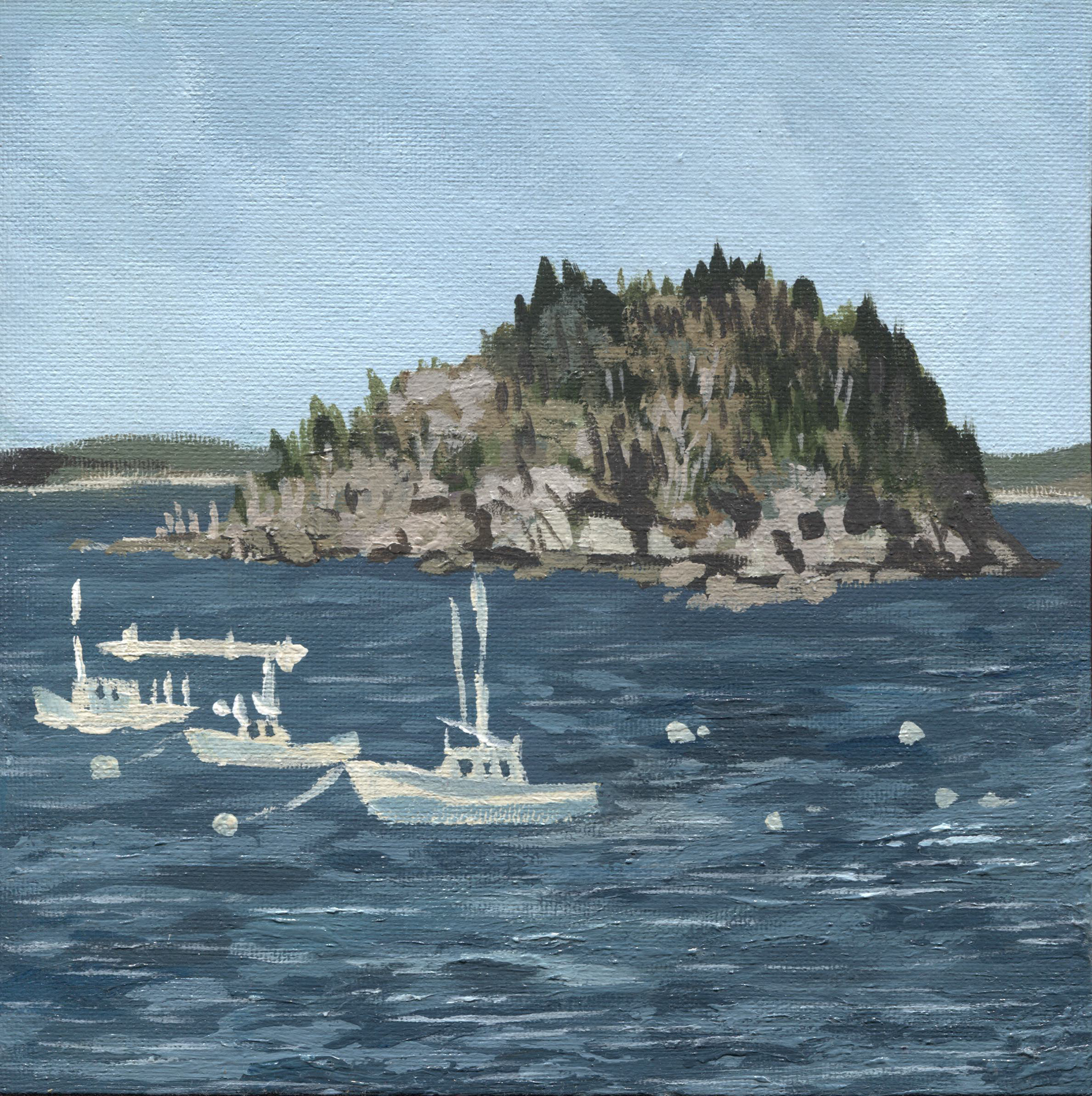 Porcupine Island, acrylic paint, 8 x 8"