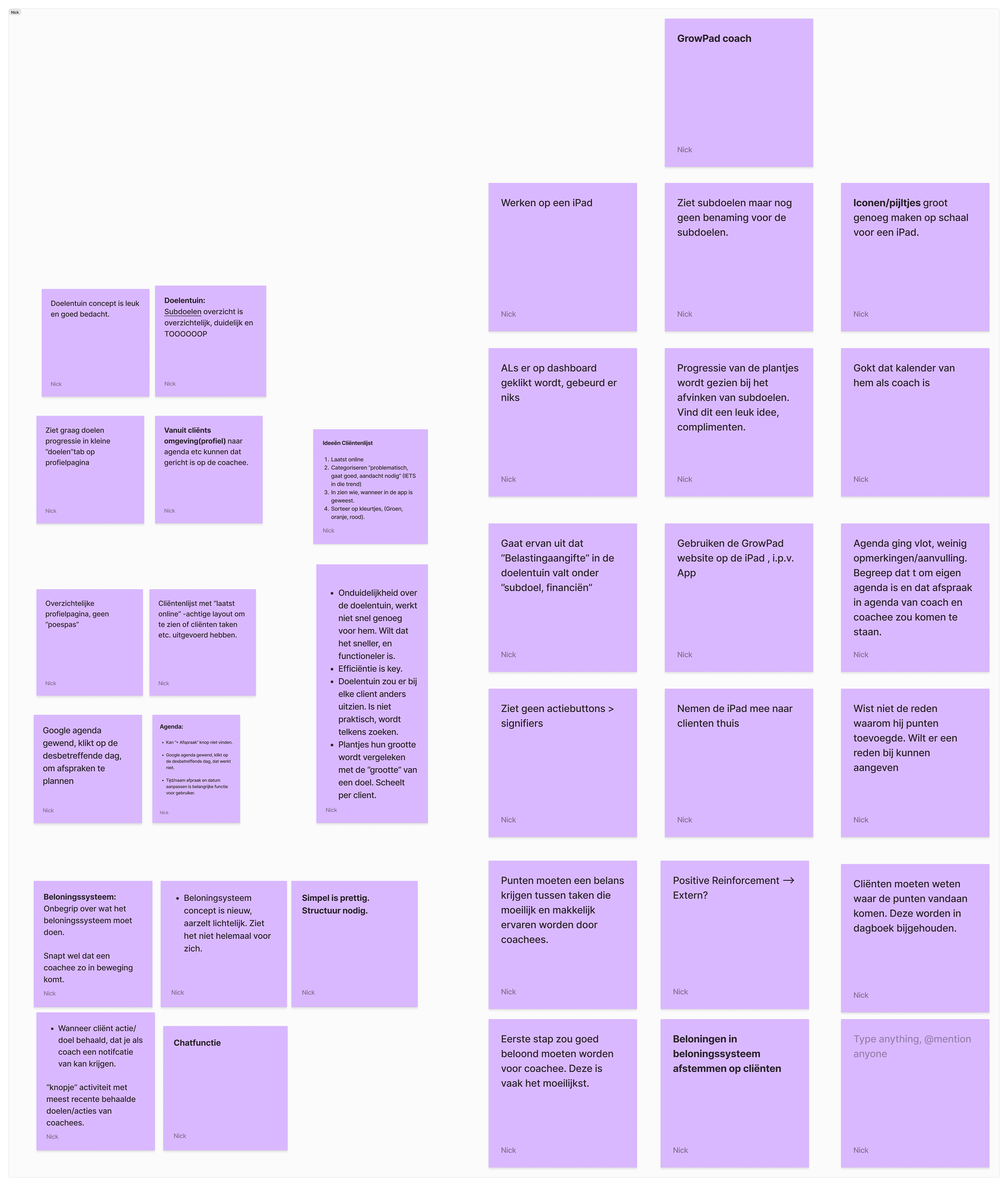 Mijn analyse notities uit de gebruikerstesten