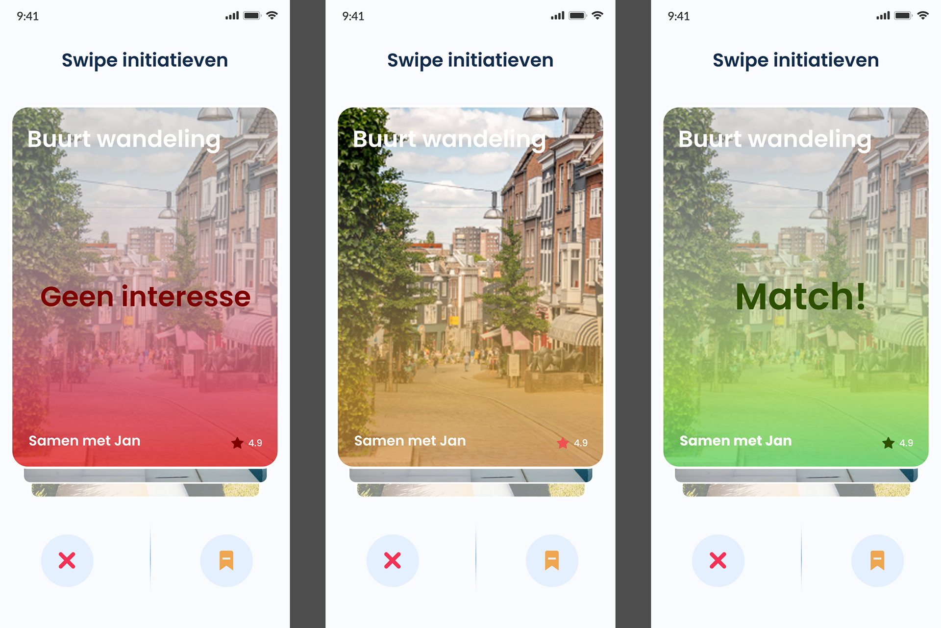 Eerste digitale uitwerking - swipe feed