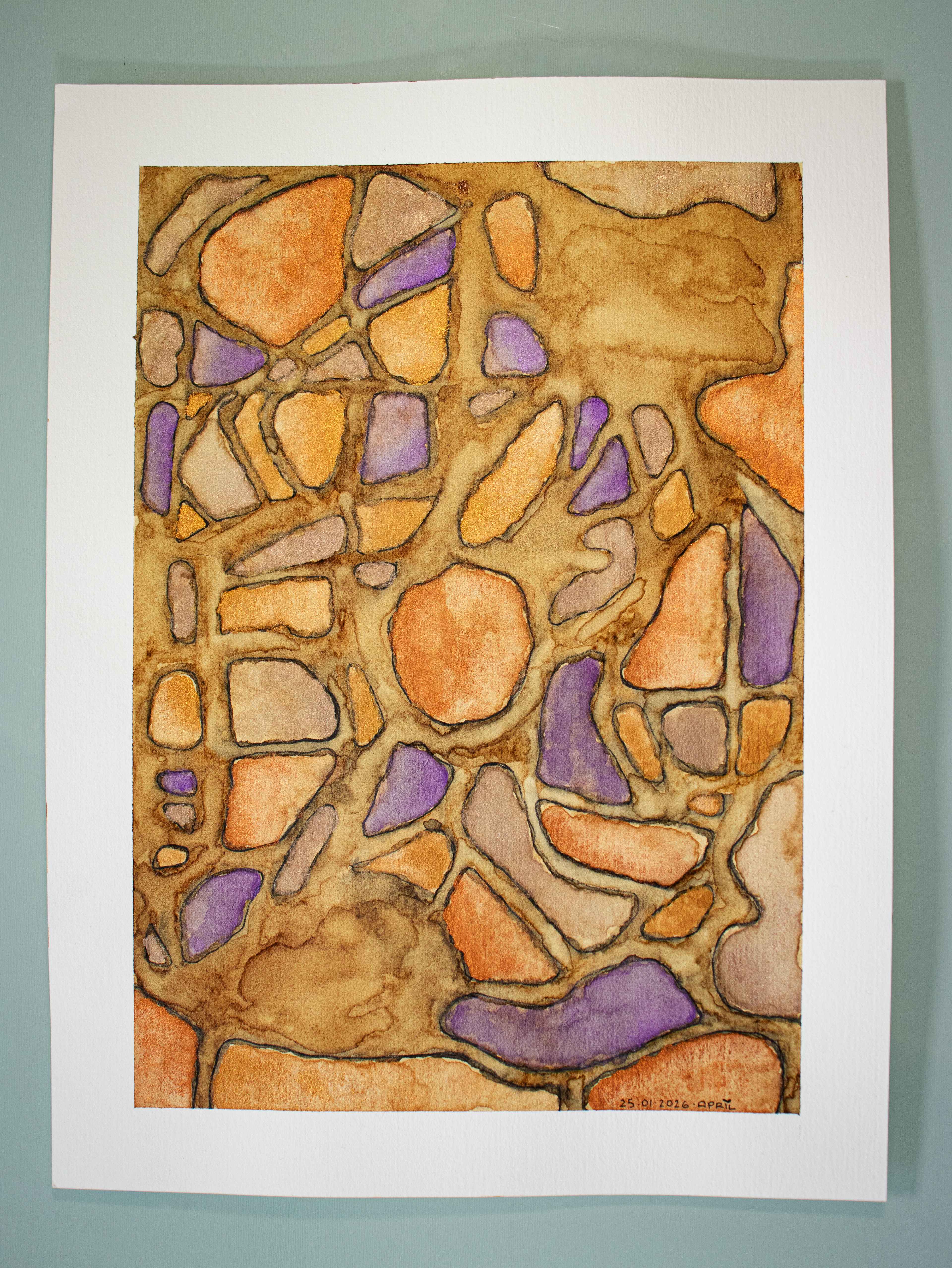 Título: "Las cosas que nunca vuelven a encajar" / Medidas: 22.9 x 30.5 cm / Soporte: papel 300 g / Técnica: mixta y acuarela iridiscente