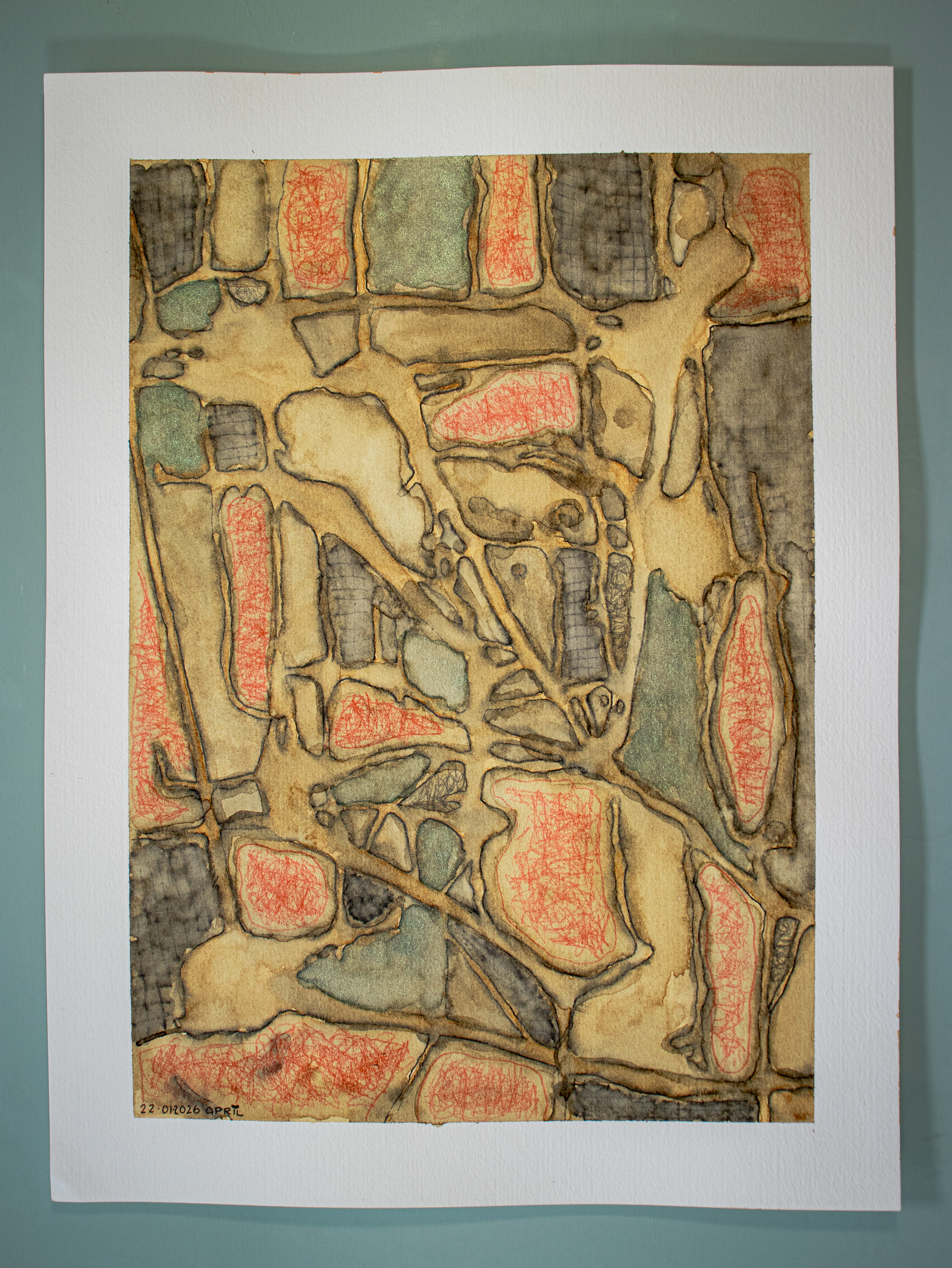 Título: "Mapa de pensamientos rotos" / Medidas: 22.9 x 30.5 / Soporte: papel 300 g / Técnica: mixta 