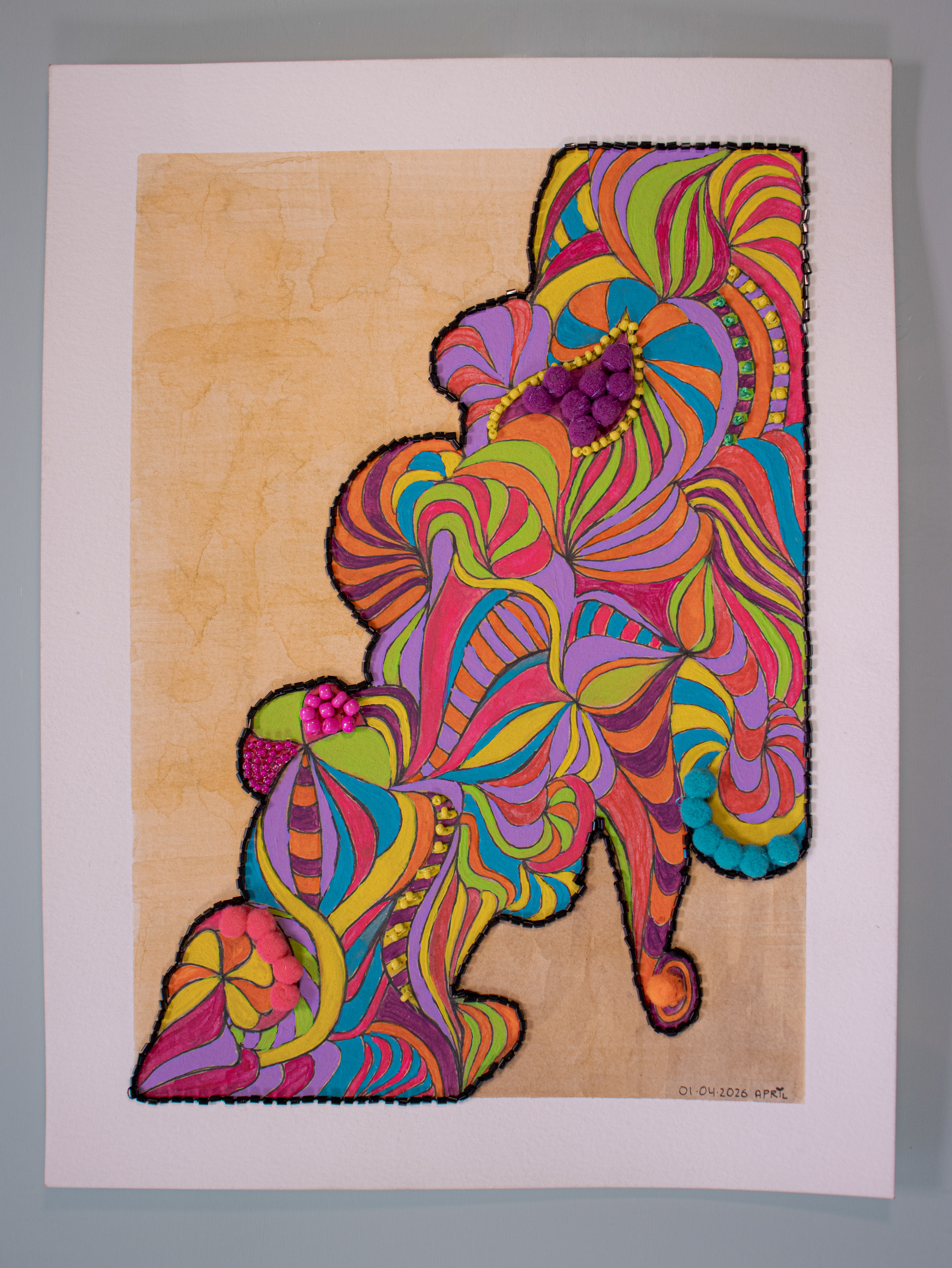 Título: "7 secretos oaxaqueños" / Medidas: 22.9 x 30.5 cm / Soporte: papel 300 g / Técnica: mixta y bordado