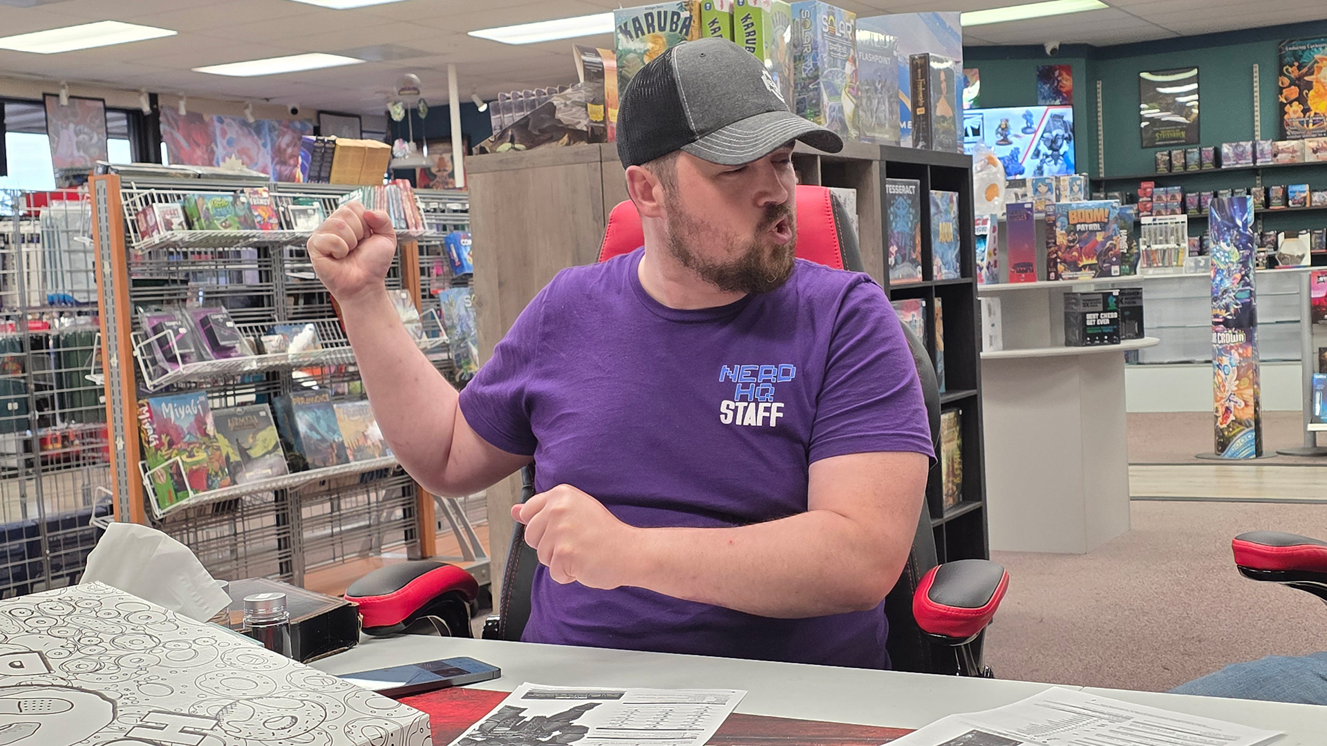 This is Matt, the other half of Nerd HQ, playing some Pathtinder. Matt always tries hard to roleplay, even thouogh this isn't his game of choice, which is fun. 