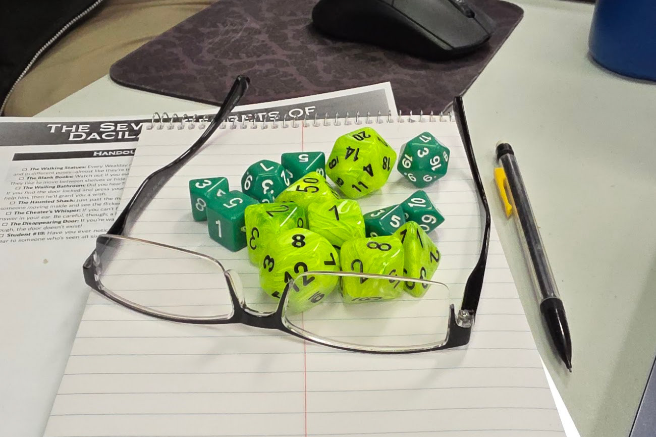 I love my old man dice. Big, bright, and visible. 