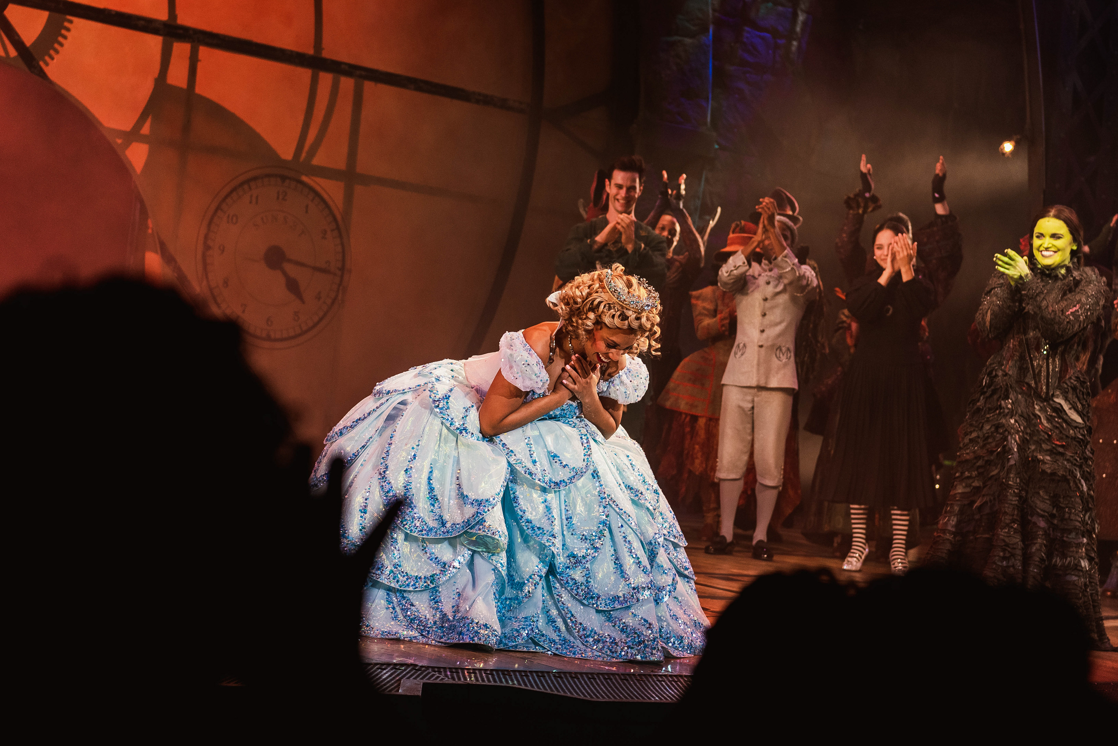 Brittney Johnson's first bow as the full time Glinda in Wicked on Broadway. Johnson is the first Black actress to portray the role on Broadway (Feb. 2022)