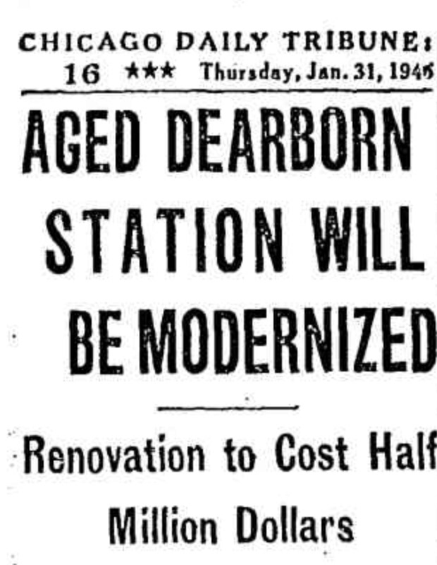 A historic headline about Dearborn Station.