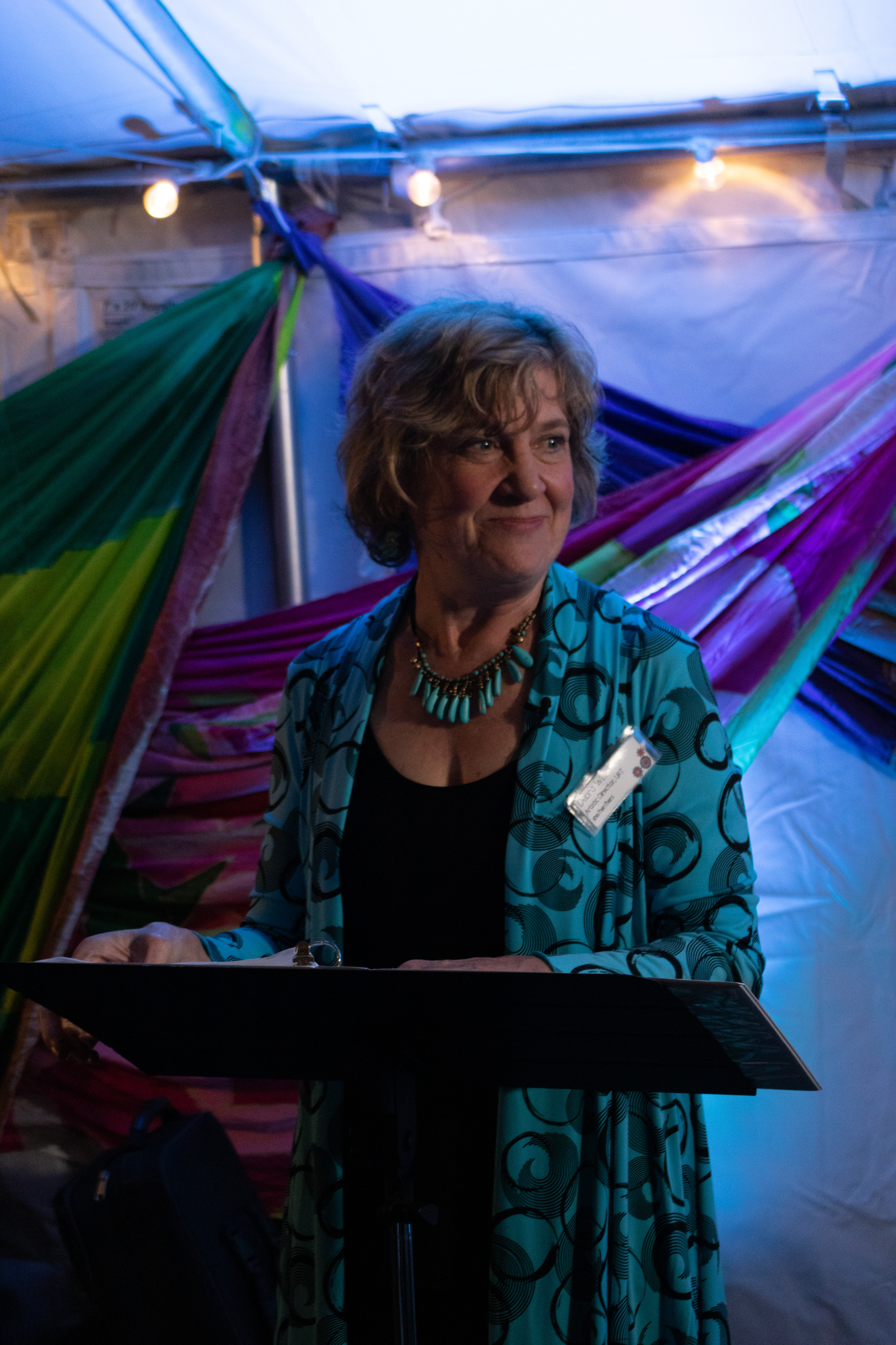 Debra giving a speech