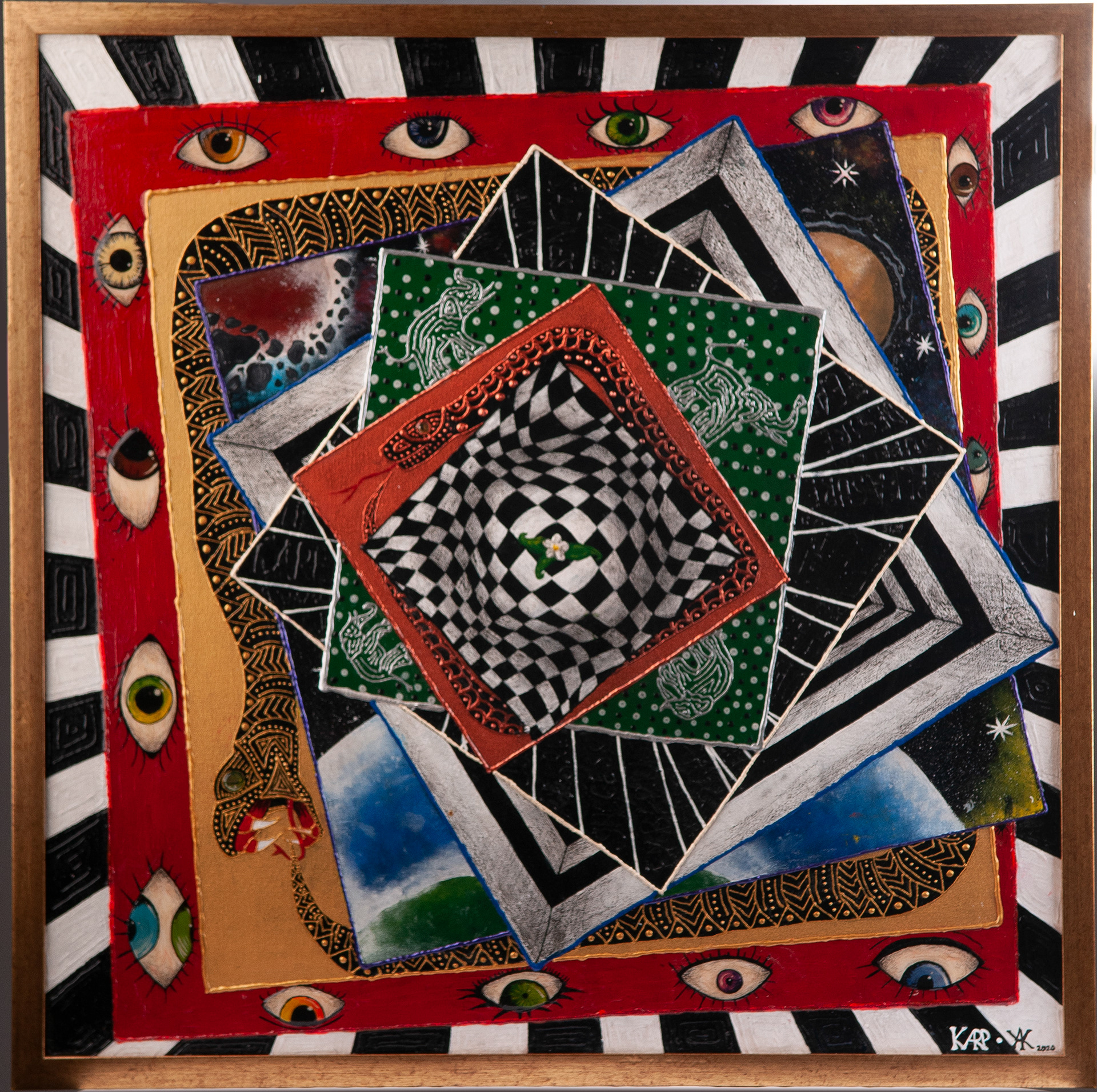 “SQUARES OF LIFE” (2020); 70х70 cm; acrylic, charcoal, canvas; Not for sale