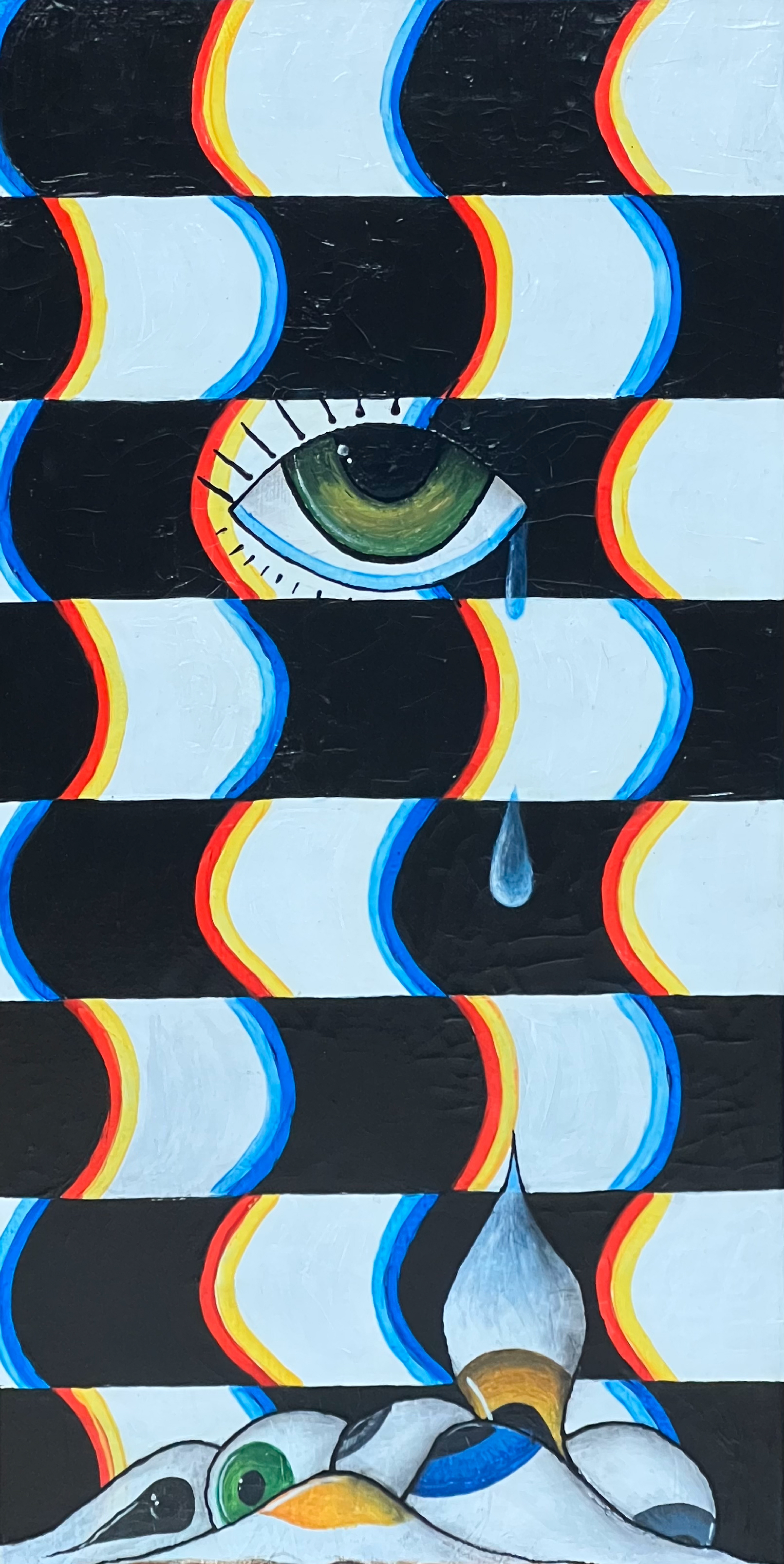 CRIED OUT EYES (2023); 60x30 cm; acrylic, charcoal, canvas; SOLD