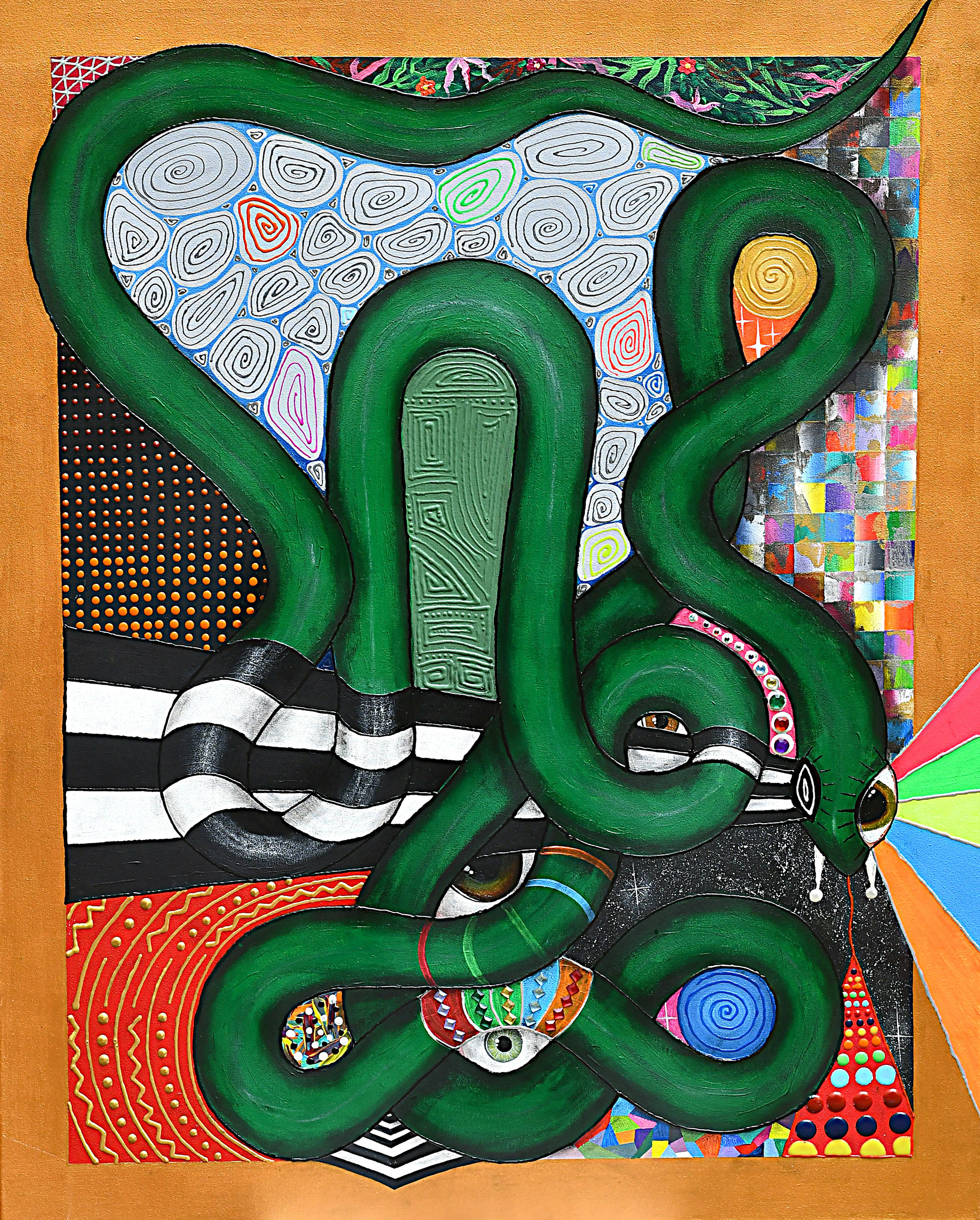 GO BEYOND! (2023); acrylic, charcoal, pastel on canvas; 100x80 cm; NOT FOR SALE