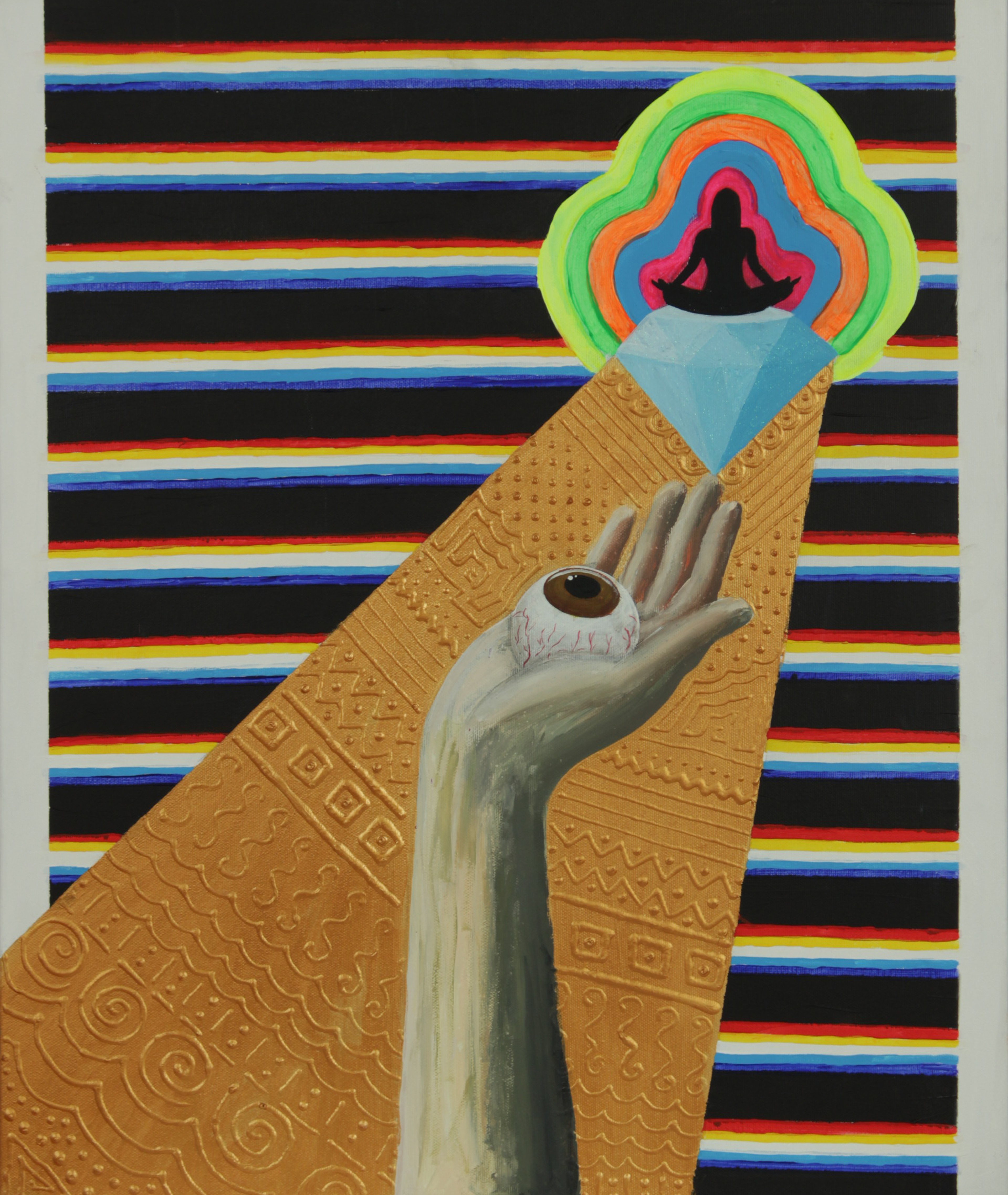 HOLD ME! (2023); acrylic, charcoal, pastel on canvas 50x40 cm; NOT FOR SALE